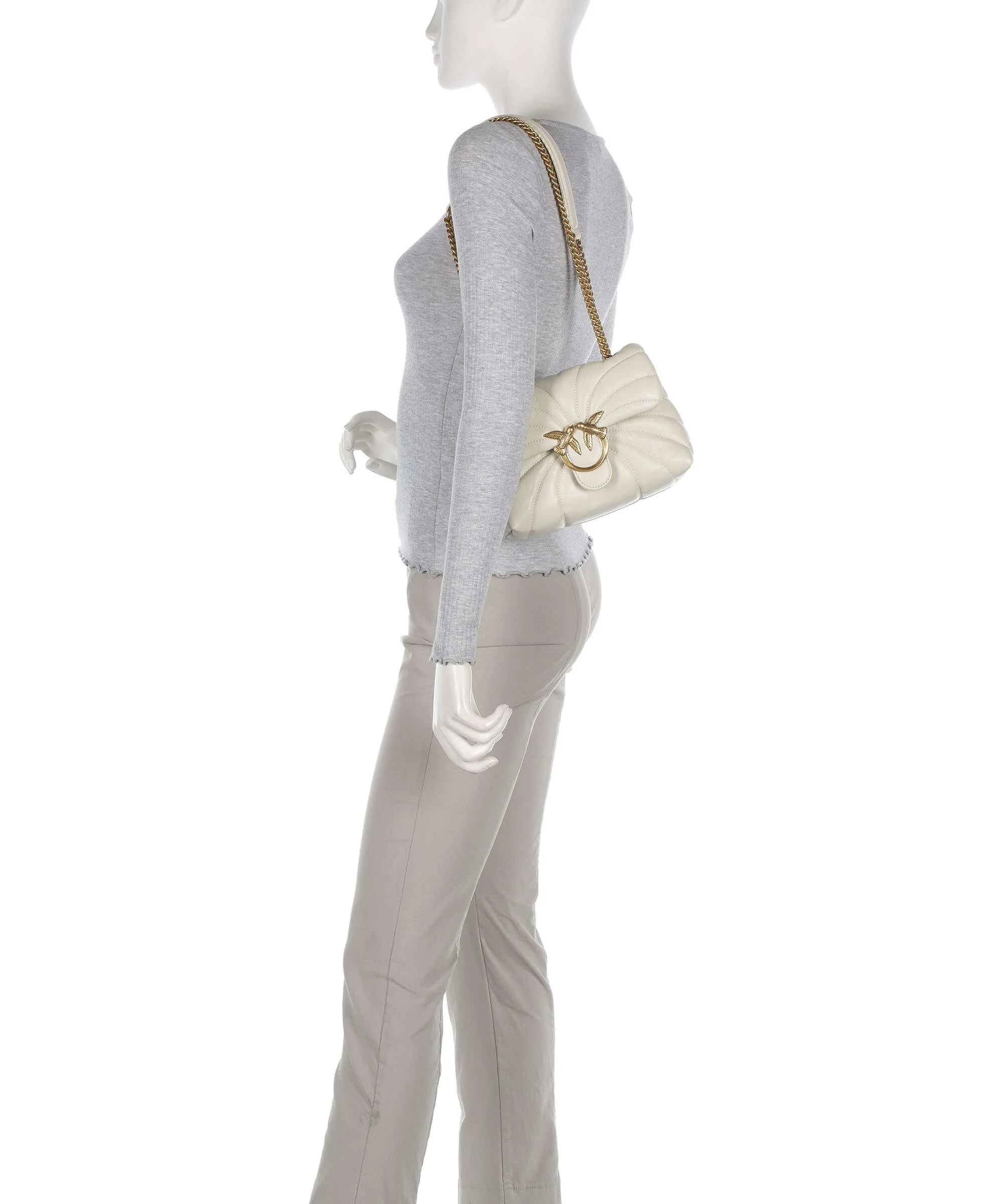 Pinko Love Puff Mini Shoulder bag bianco seta/antique gold - Image 3