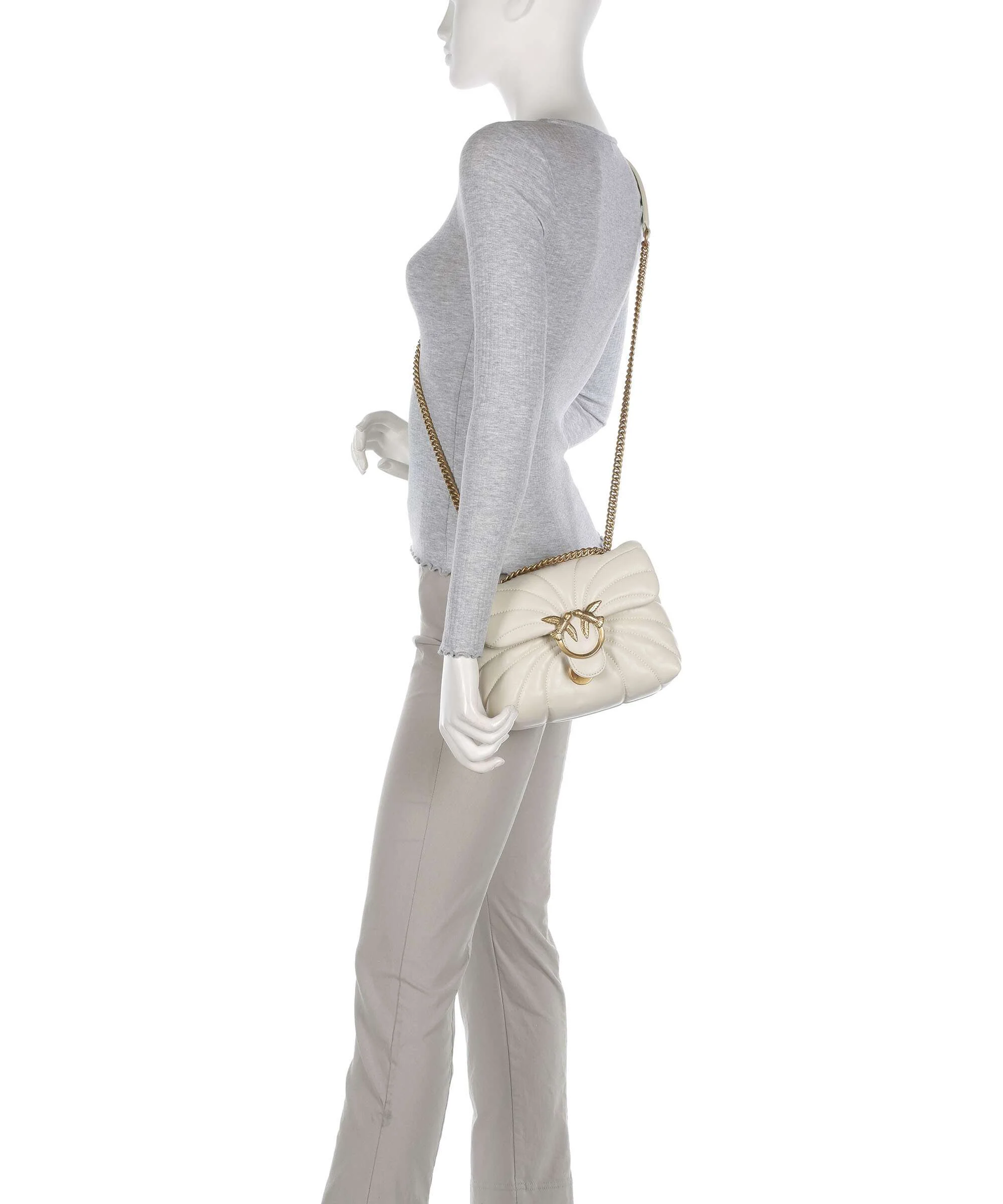 Pinko Love Puff Mini Shoulder bag bianco seta/antique gold - Image 4