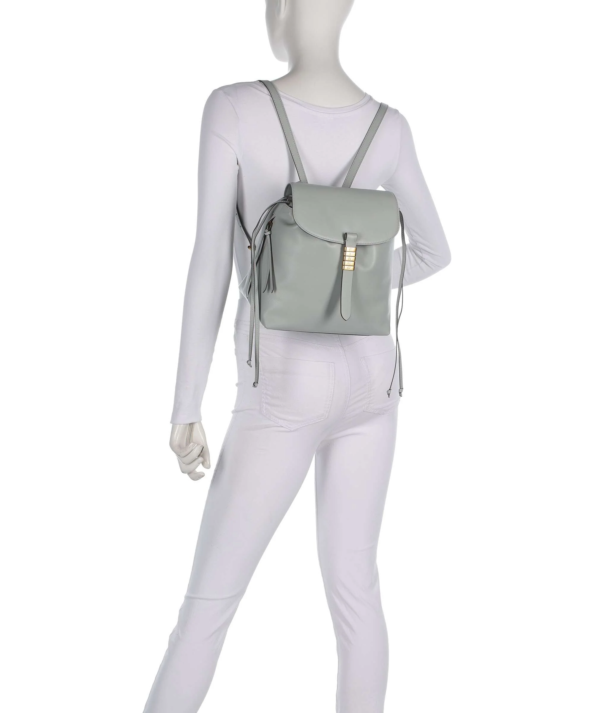 Pinko Saddle Backpack bag grigio perla/antique gold - Image 3