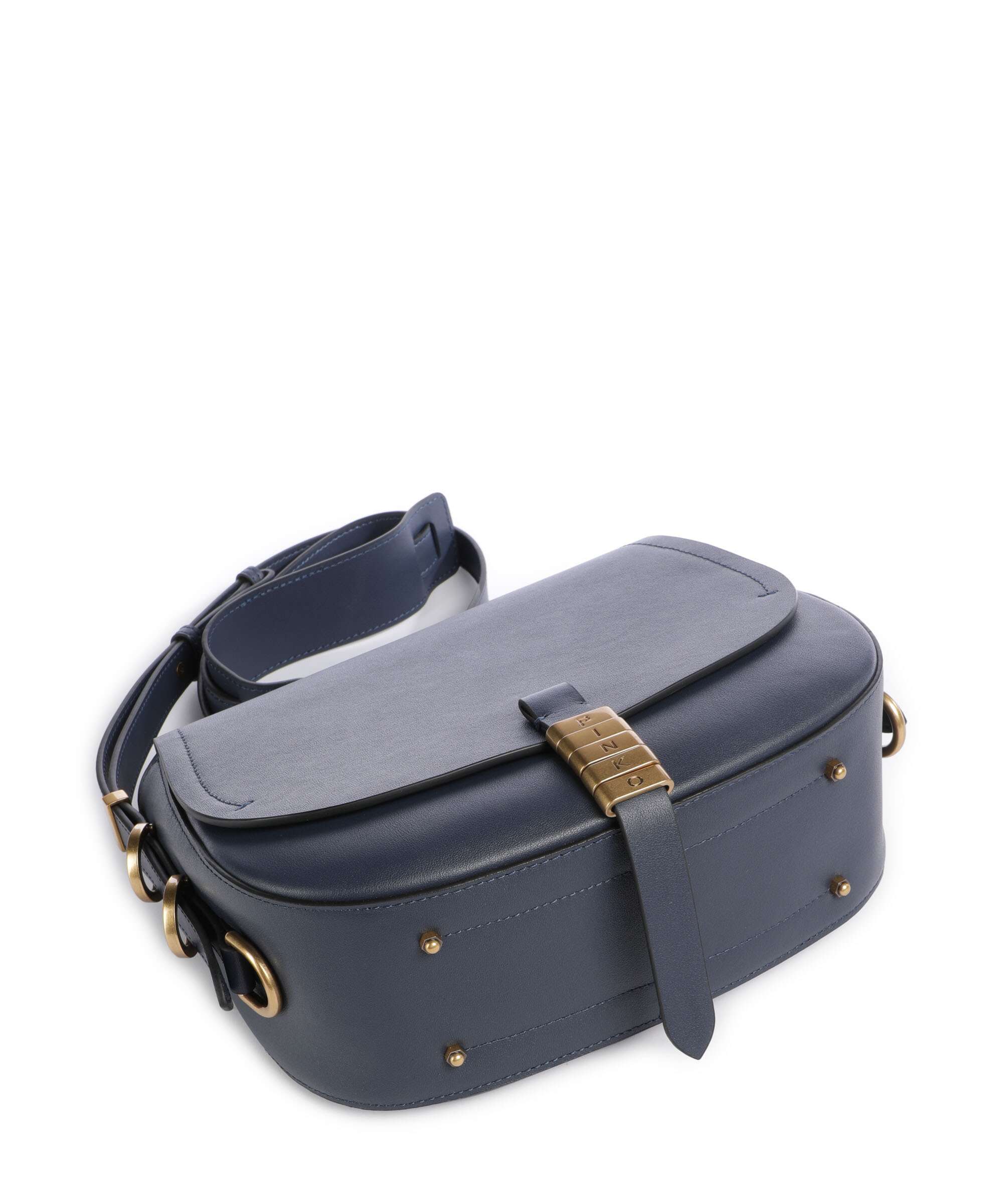 Pinko Saddle Classic Crossbody bag blu indaco ombroso/antique gold - Image 5
