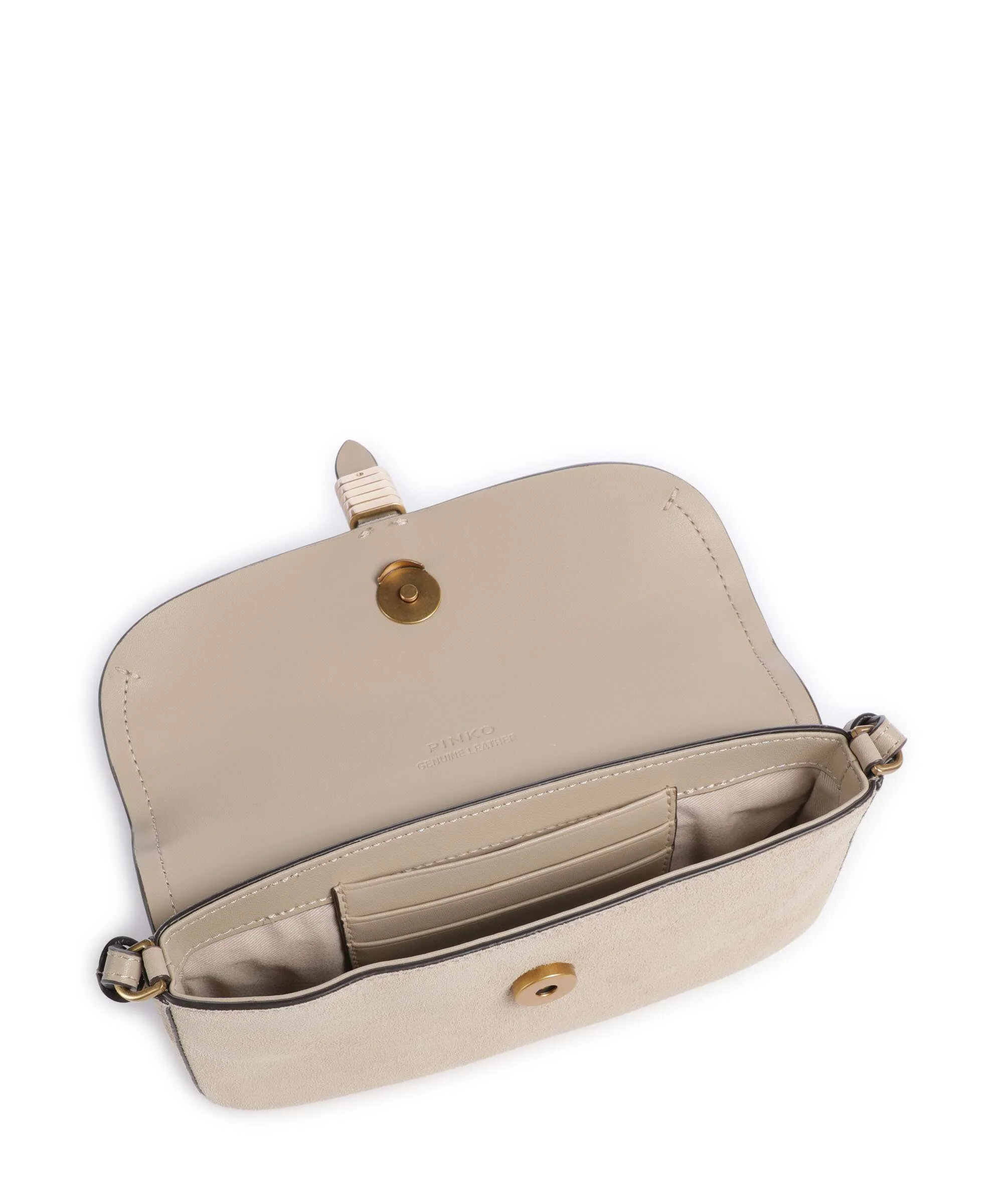 Pinko Saddle Flat Crossbody bag beige/grigio fumo/antique gold - Image 6