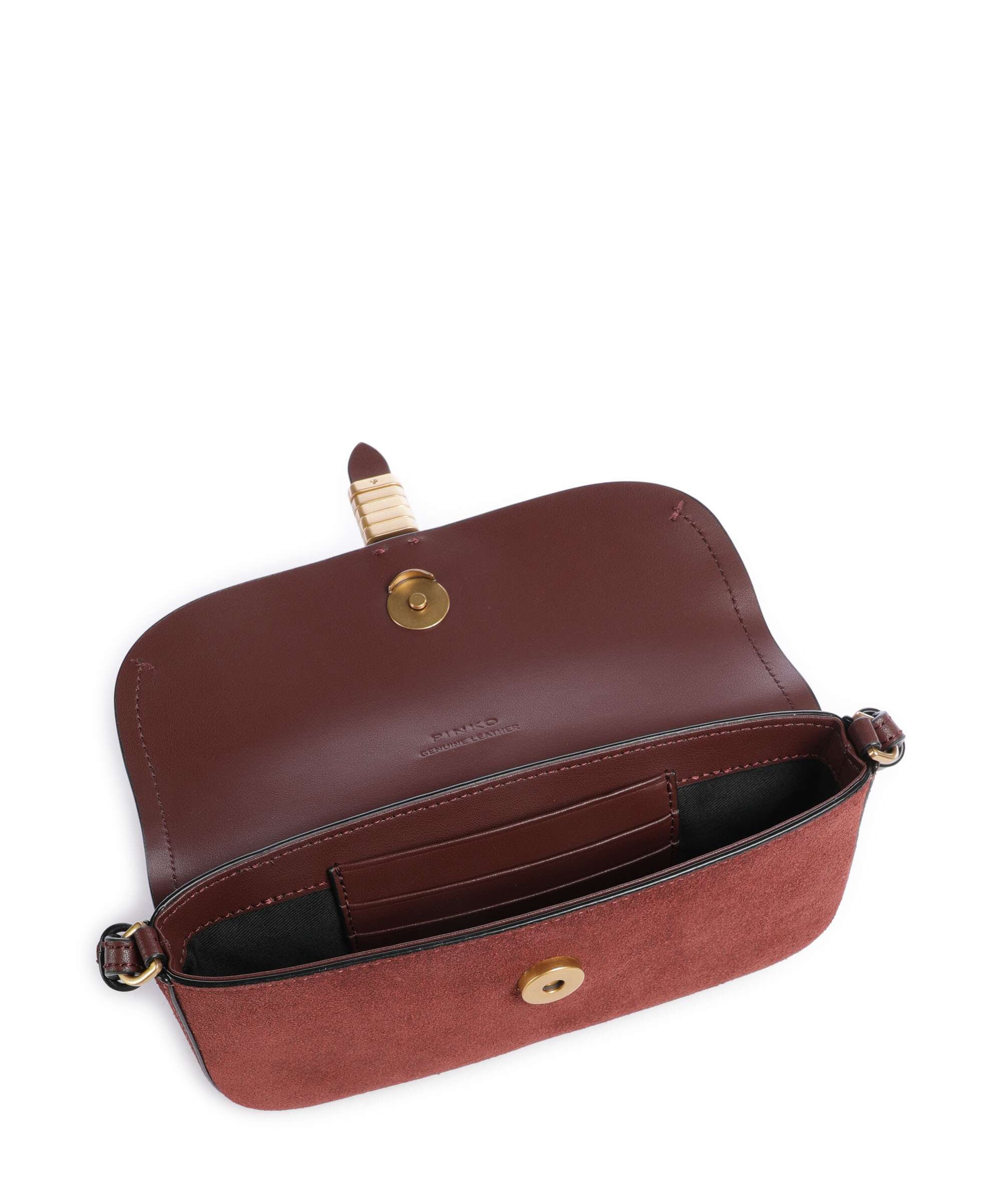 Pinko Saddle Flat Crossbody bag burgundy wine/antique gold - Image 6