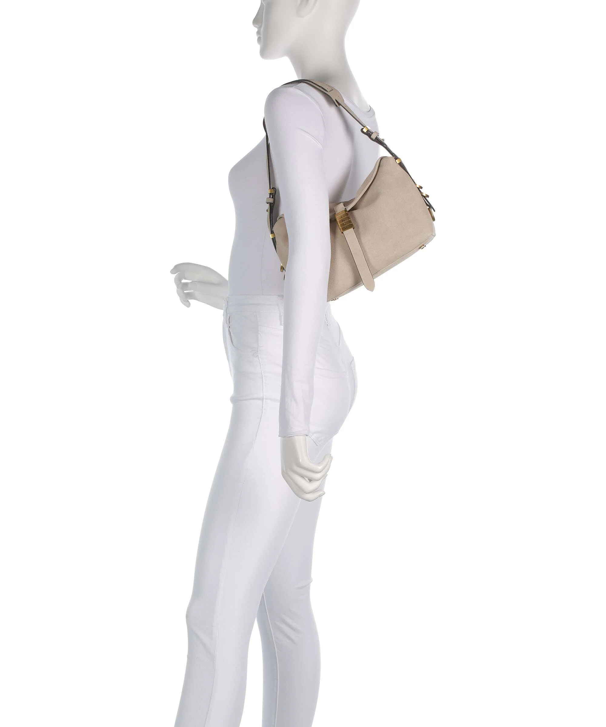 Pinko Saddle Horizontal Mini Shoulder bag beige/grigio fumo/antique gold - Image 3