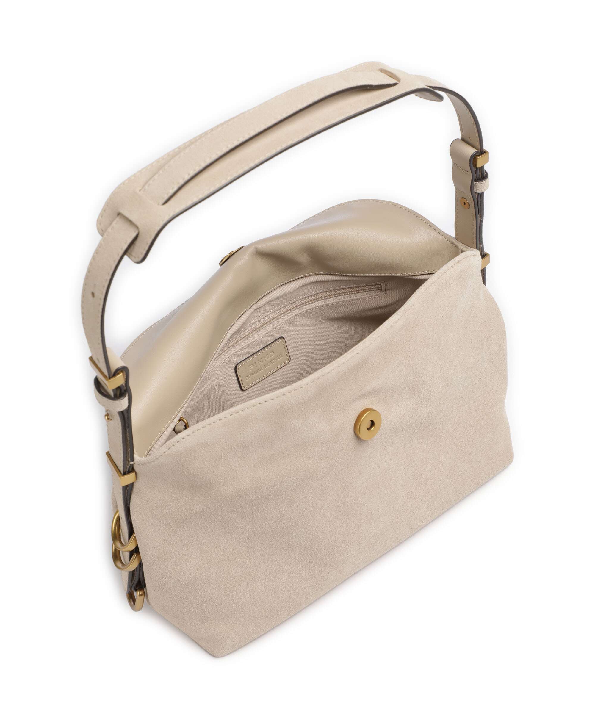 Pinko Saddle Horizontal Mini Shoulder bag beige/grigio fumo/antique gold - Image 5