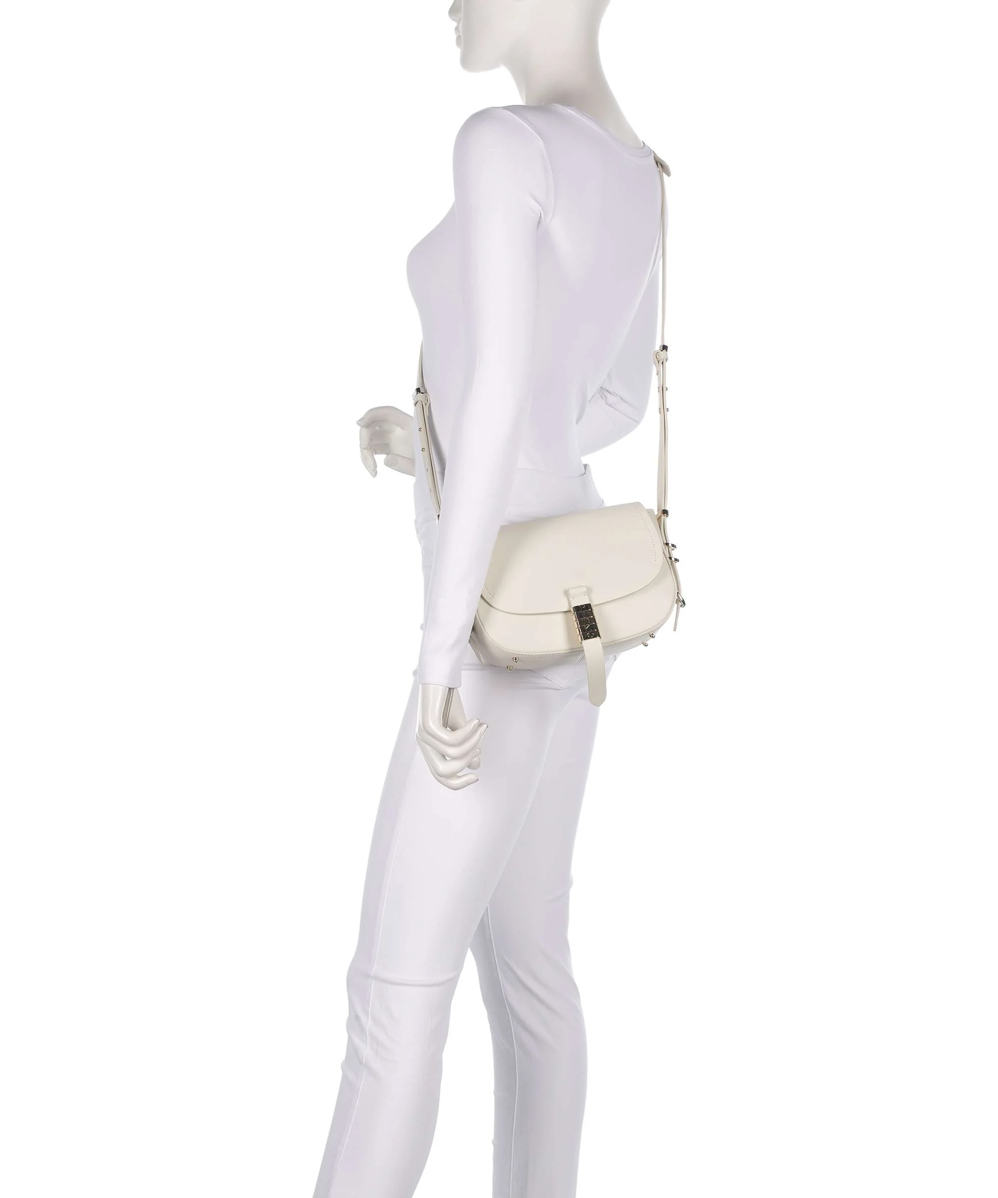 Pinko Saddle Mini Crossbody bag bianco seta/gold/nike - Image 3