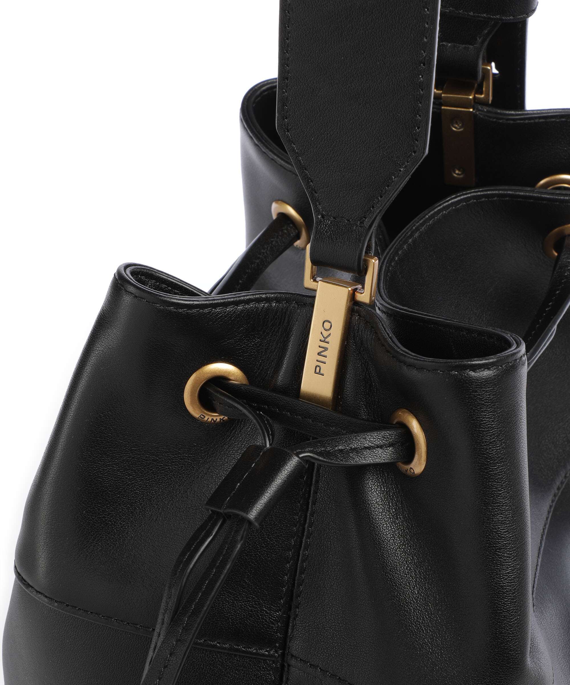 Pinko Secchiello Classic Bucket bag nero/antique gold - Image 4