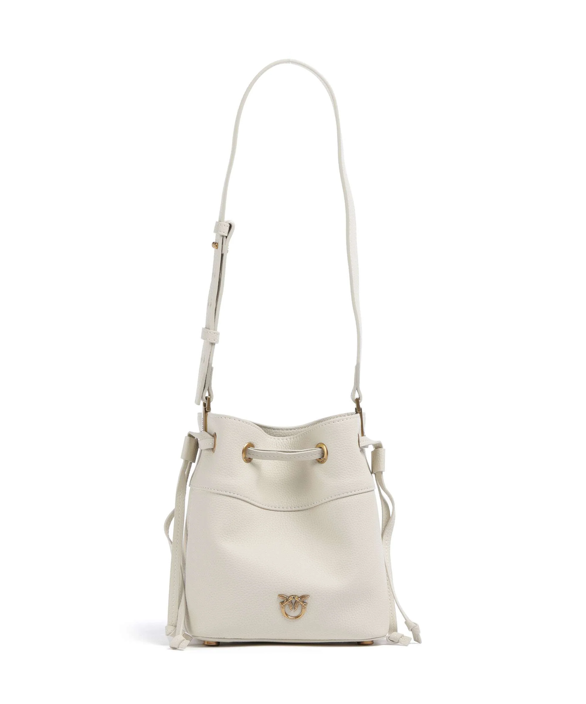 Pinko Secchiello Mini Bucket bag bianco seta/antique gold