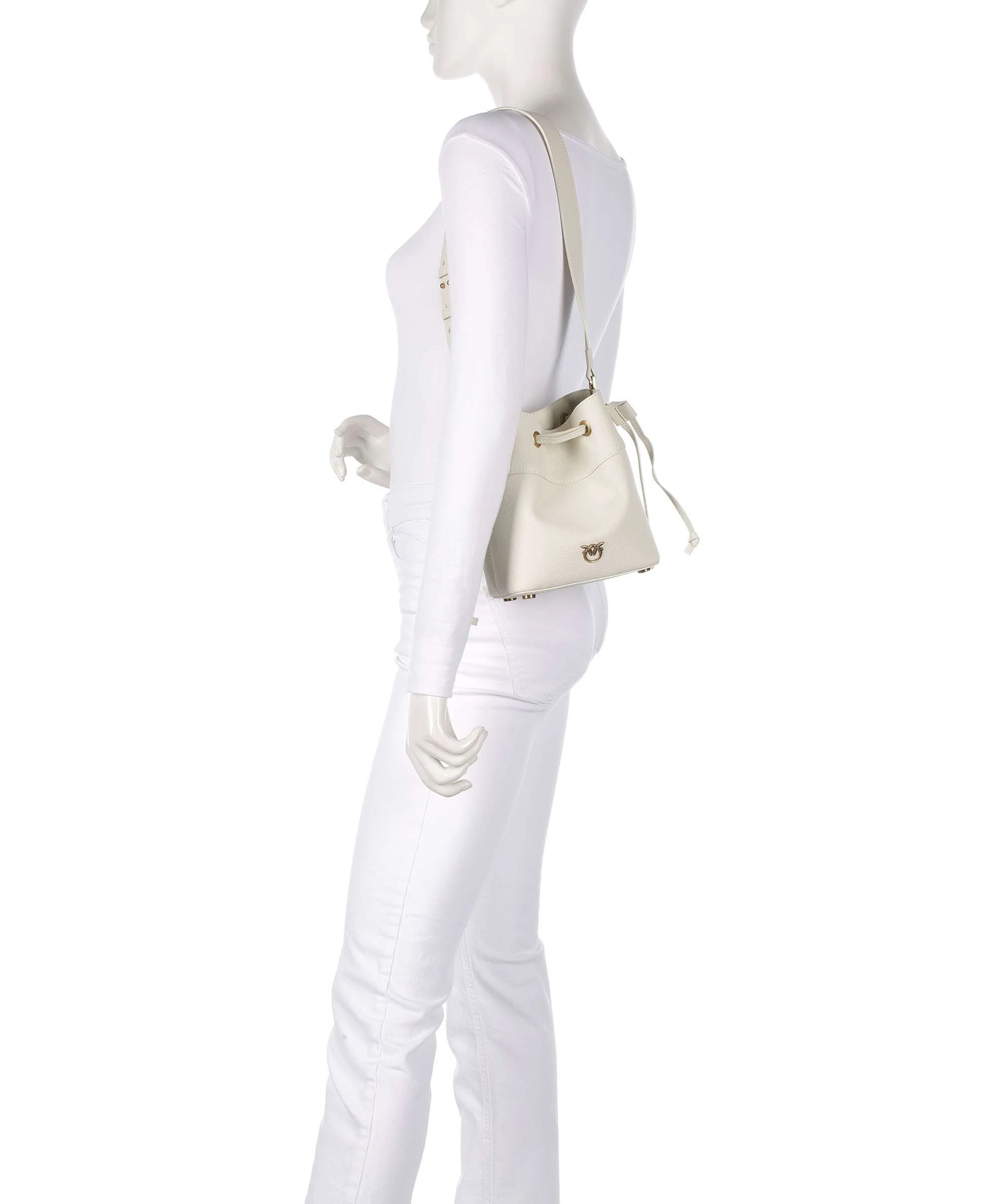 Pinko Secchiello Mini Bucket bag bianco seta/antique gold - Image 3