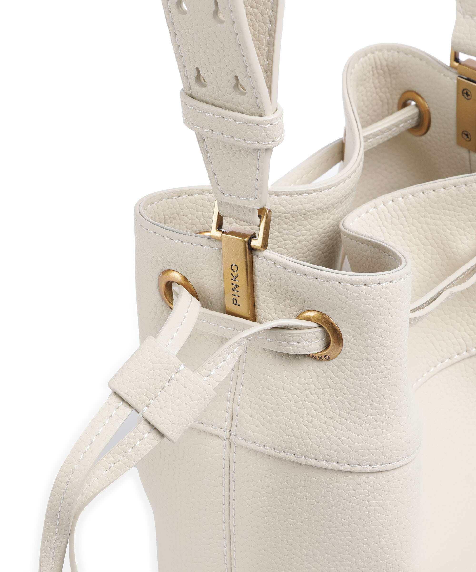 Pinko Secchiello Mini Bucket bag bianco seta/antique gold - Image 4