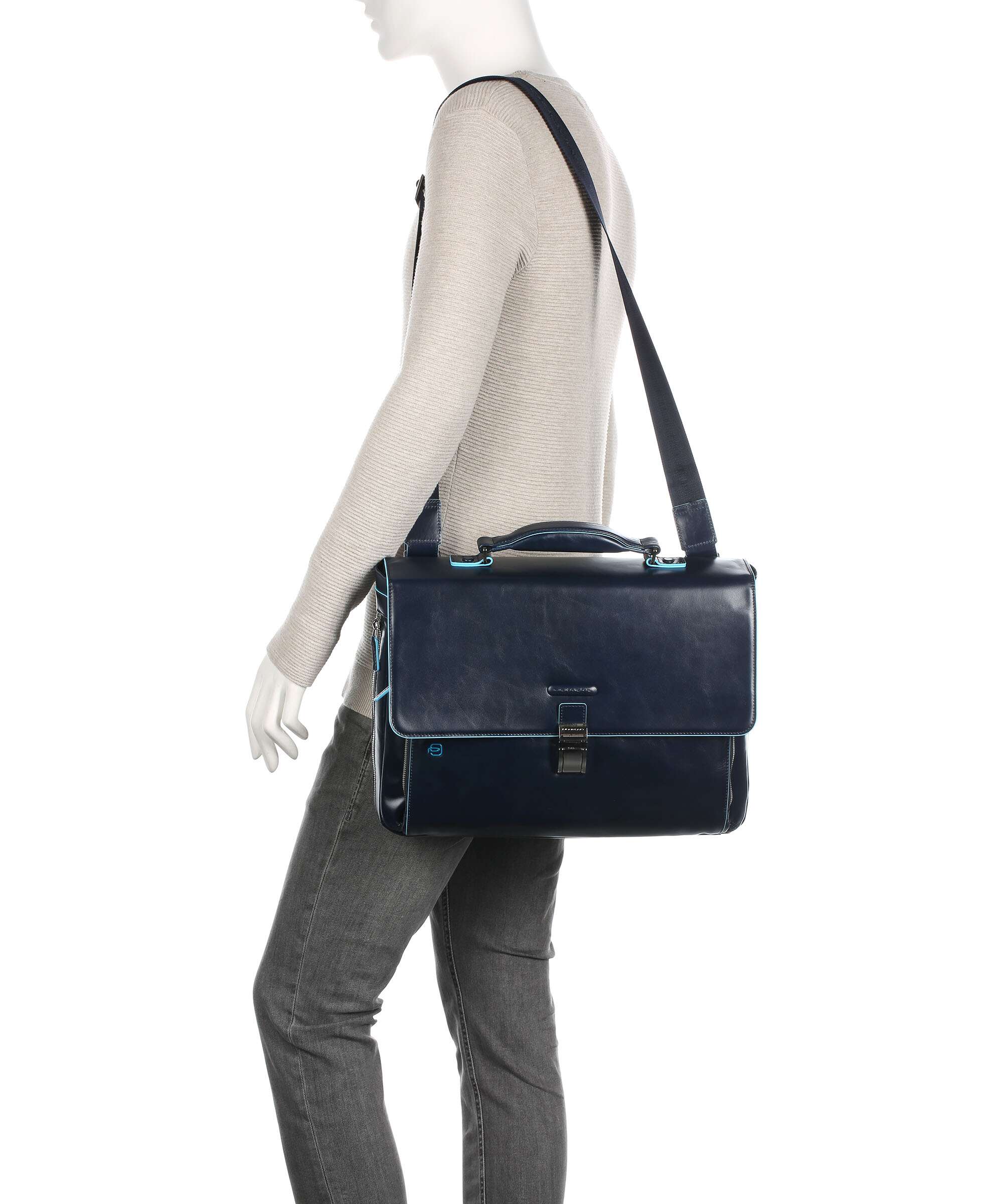 Piquadro Blue Square Briefcase blu - Image 3