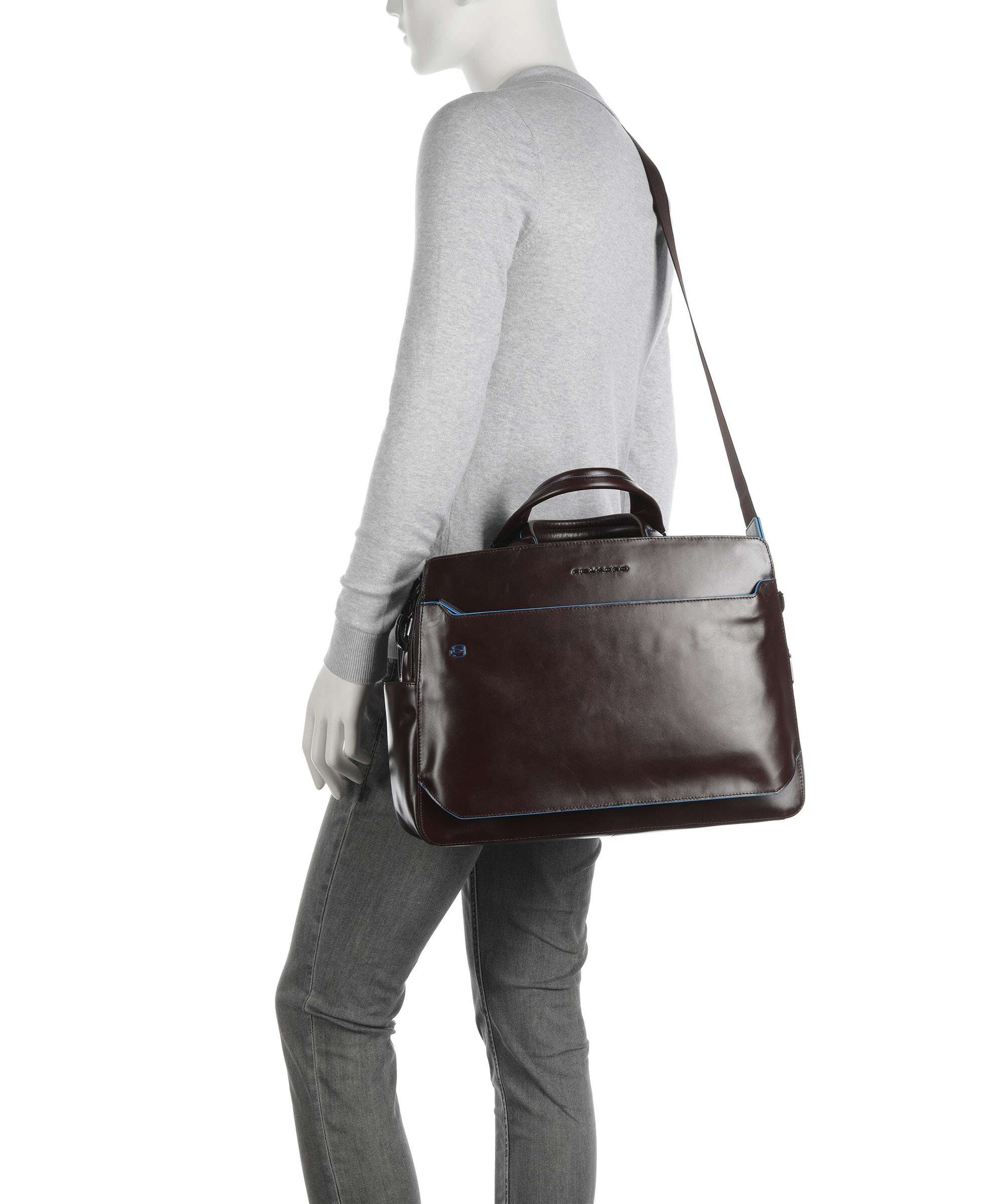 Piquadro Blue Square Briefcase mogano - Image 3