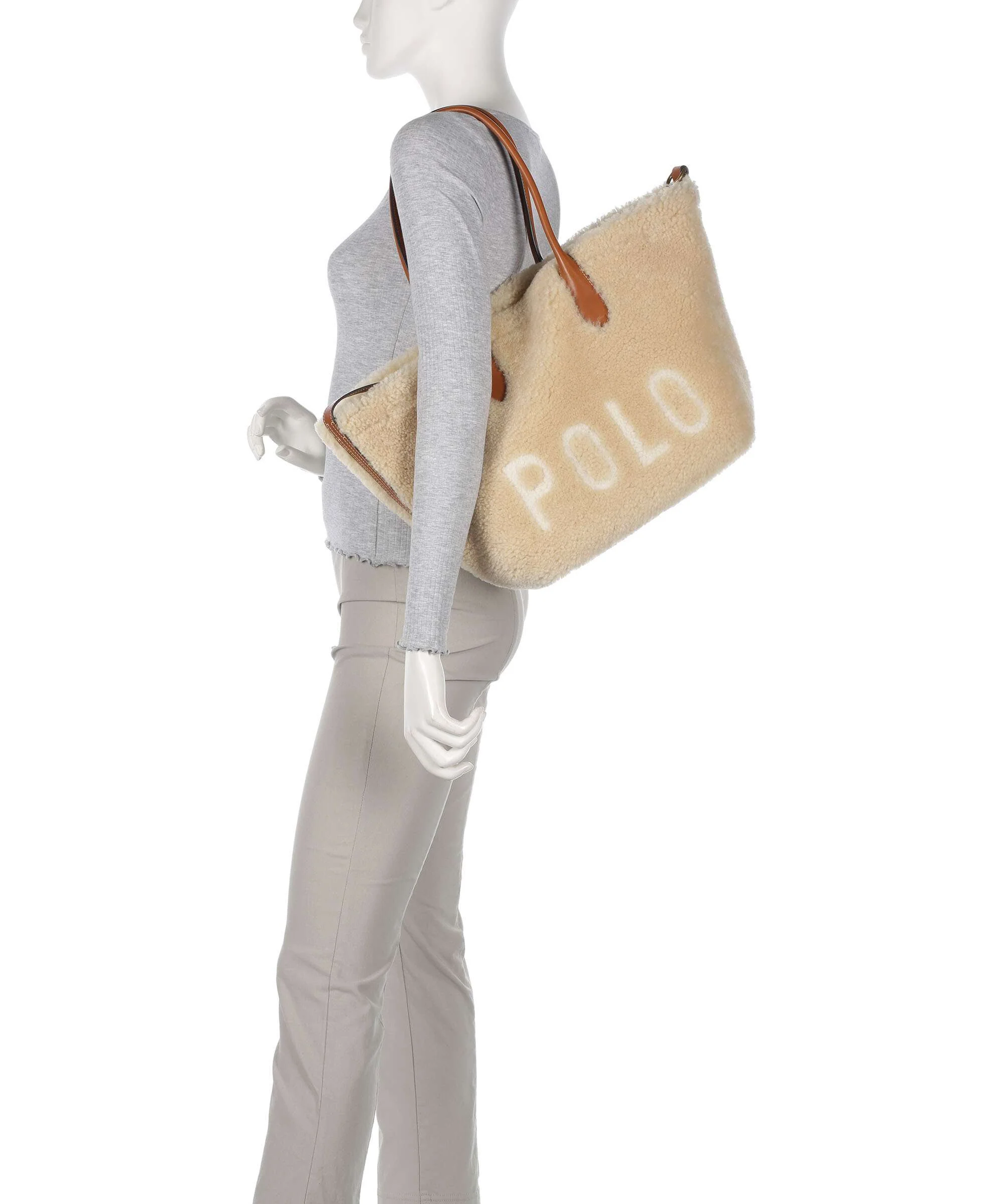Polo Ralph Lauren Bellport Medium Tote bag cream/cuoio - Image 3
