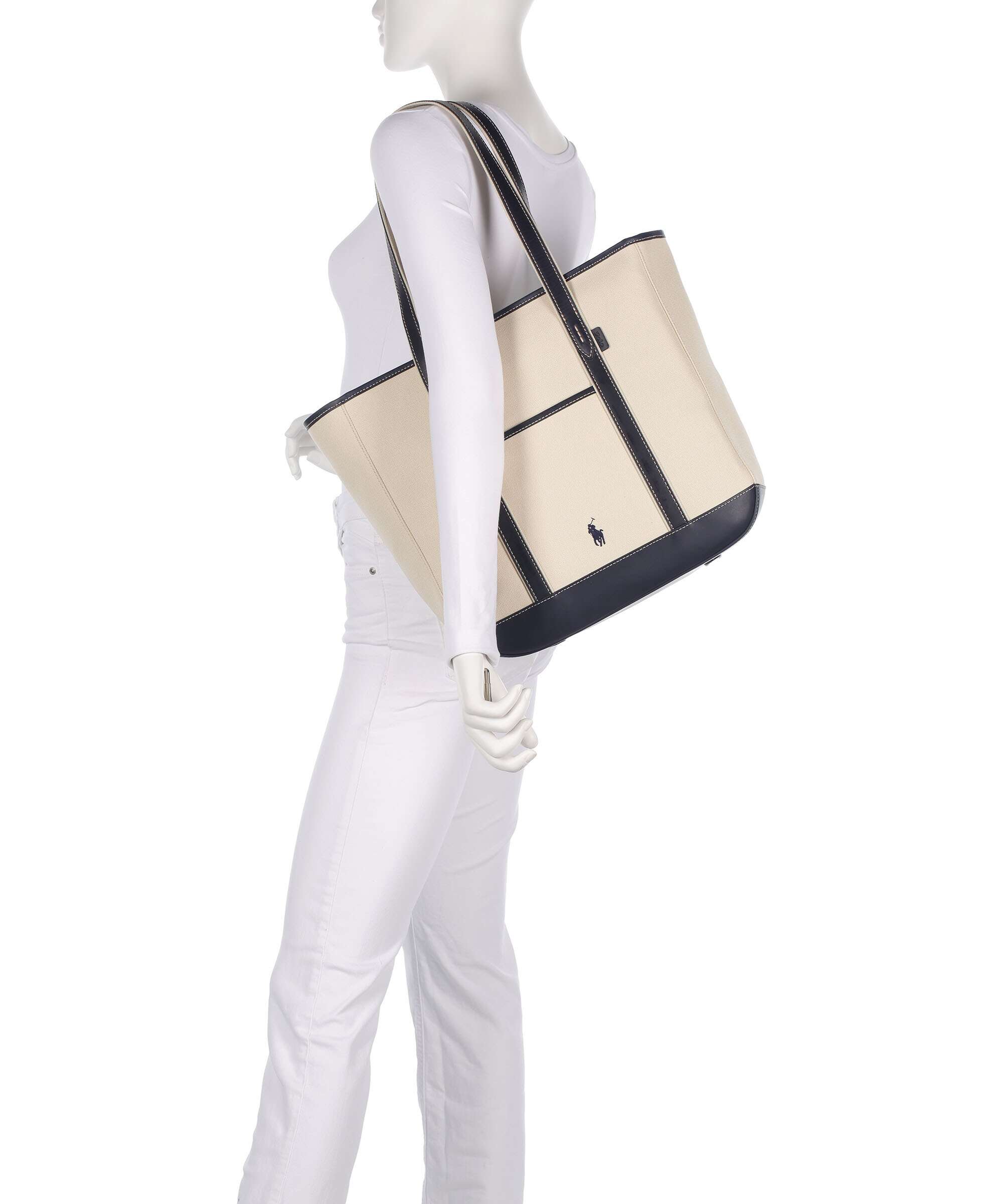 Polo Ralph Lauren Canvas Medium Tote bag ecru/navy - Image 3