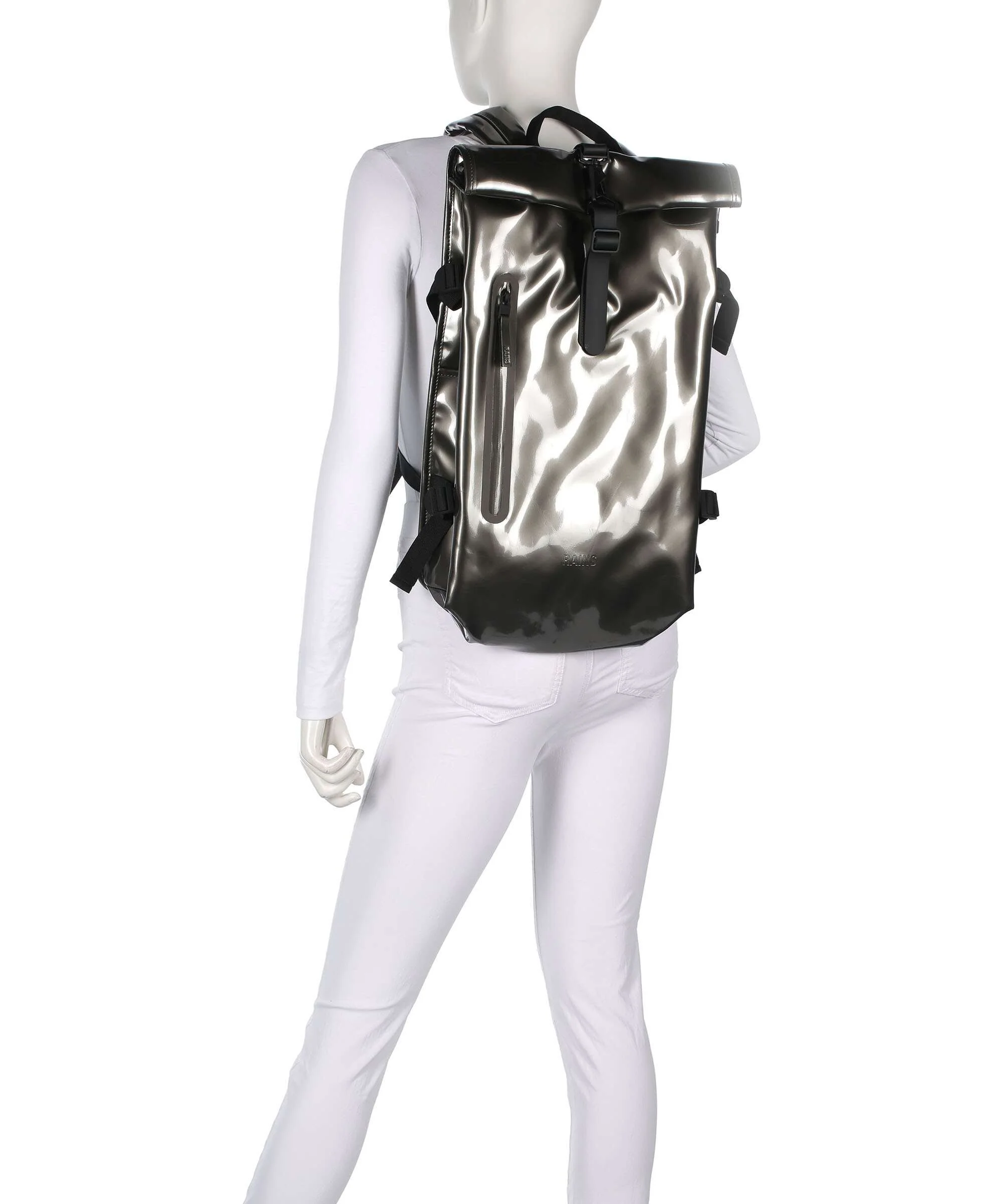 Rains Large Rolltop backpack raven - Image 3
