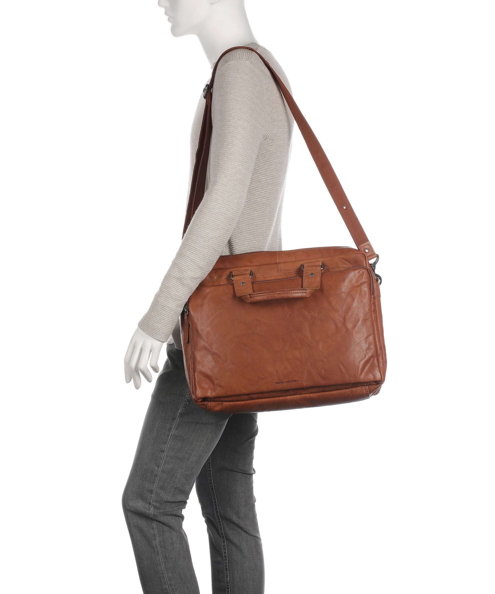 Spikes & Sparrow Bronco Briefcase brandy - Image 3