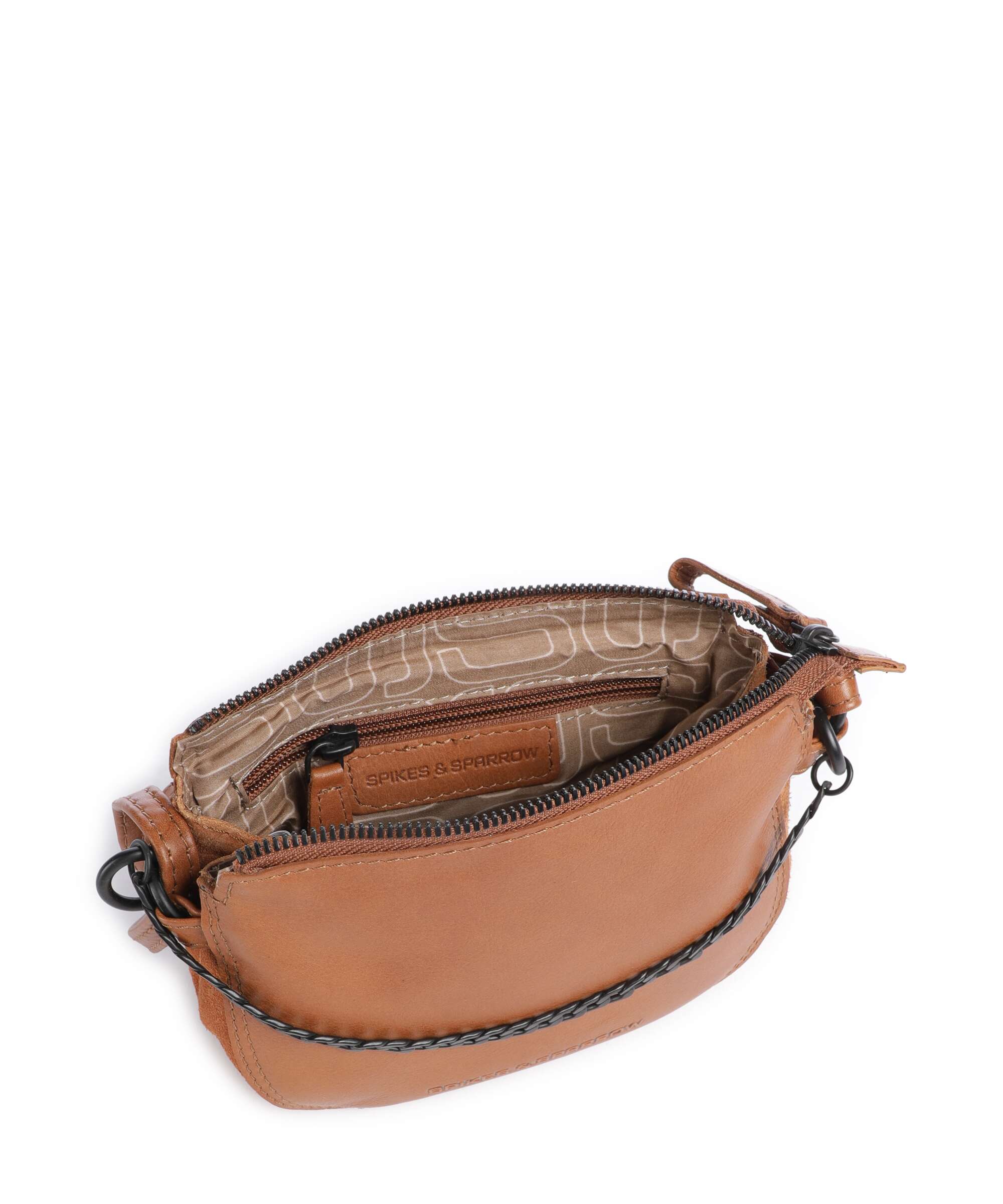 Spikes & Sparrow Suede Mix Delaine Crossbody bag brandy - Image 5