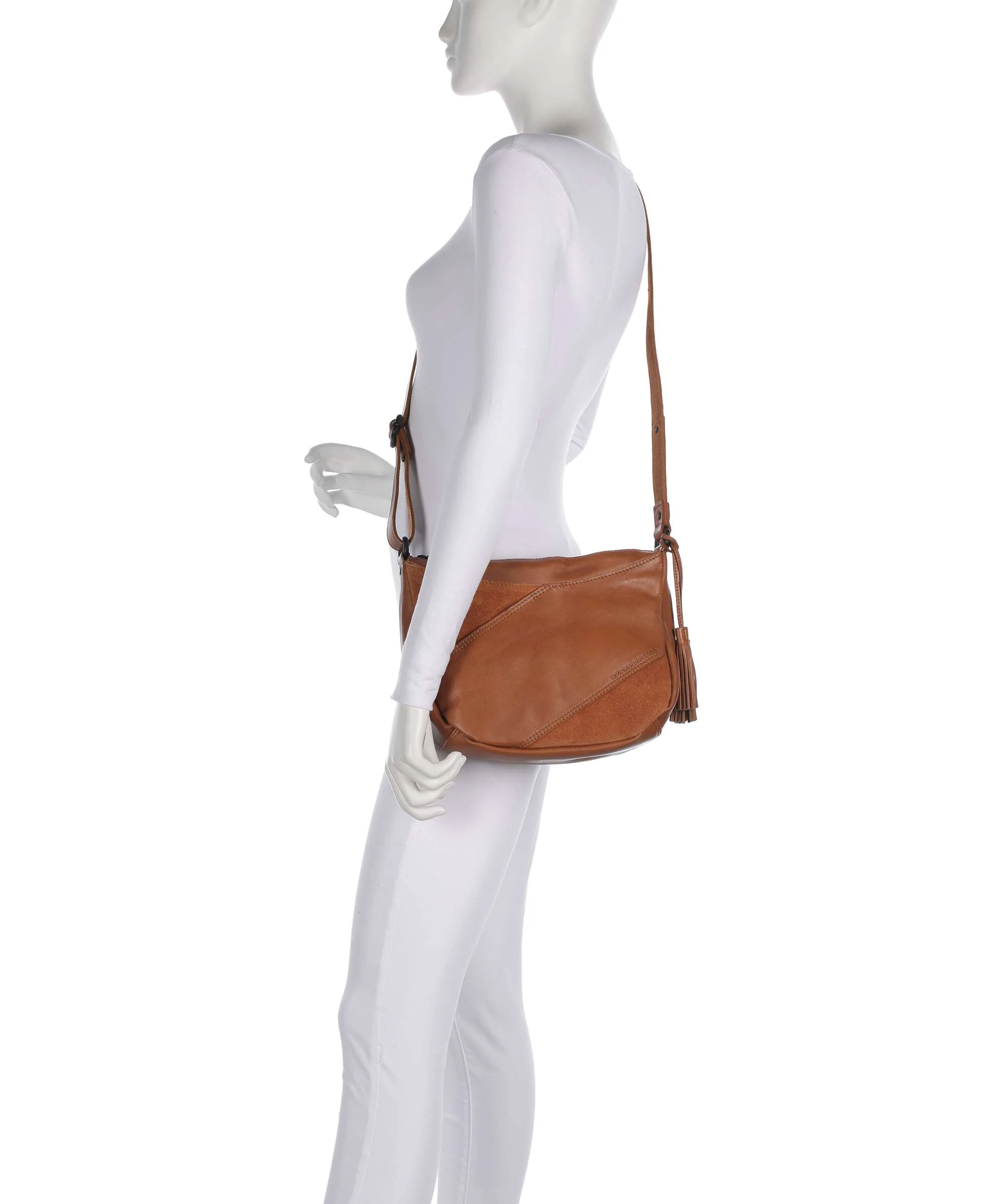 Spikes & Sparrow Suede Mix Lorain Crossbody bag brandy - Image 3