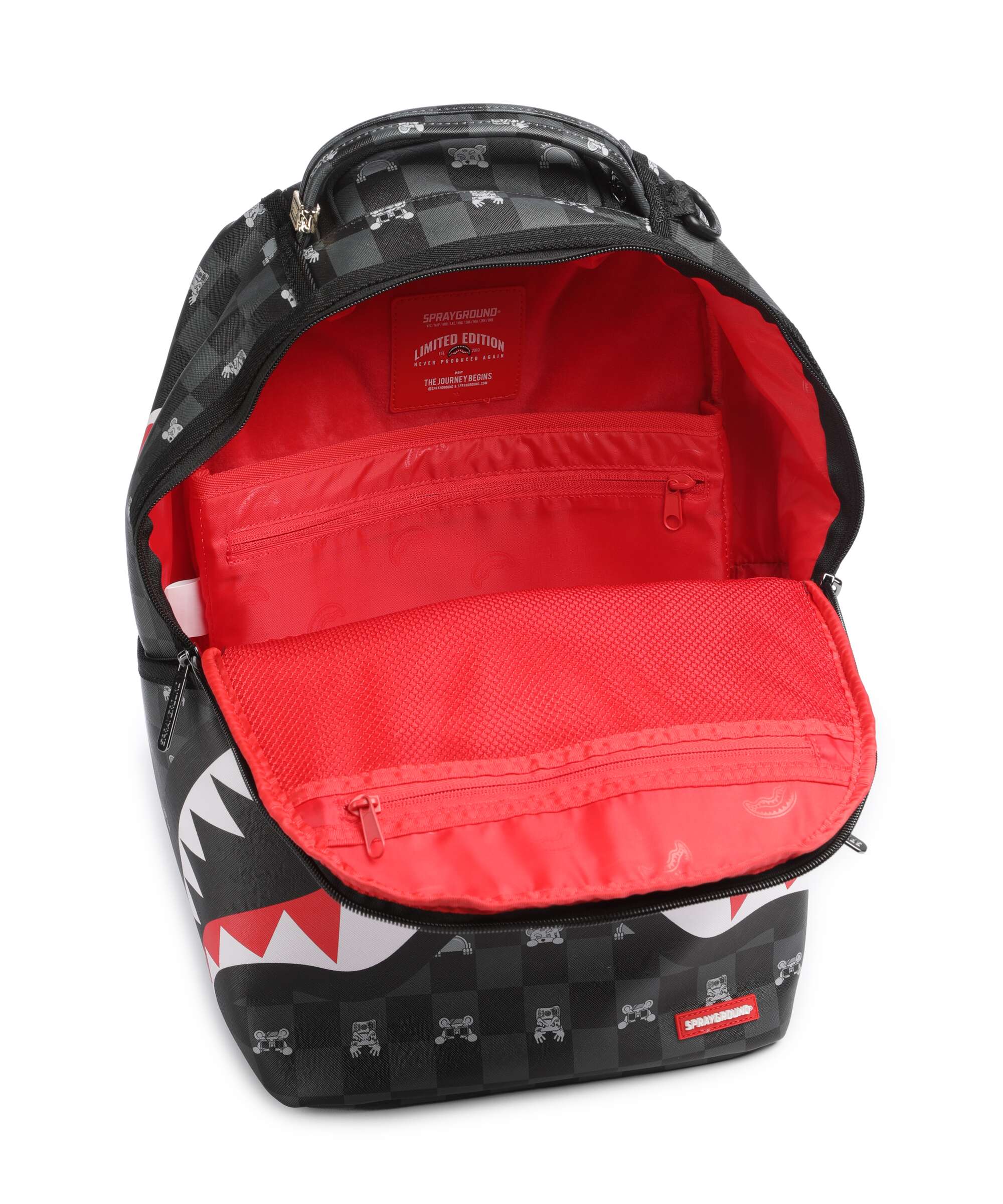 Sprayground Gray Peeking Character Check Backpack black - Image 5