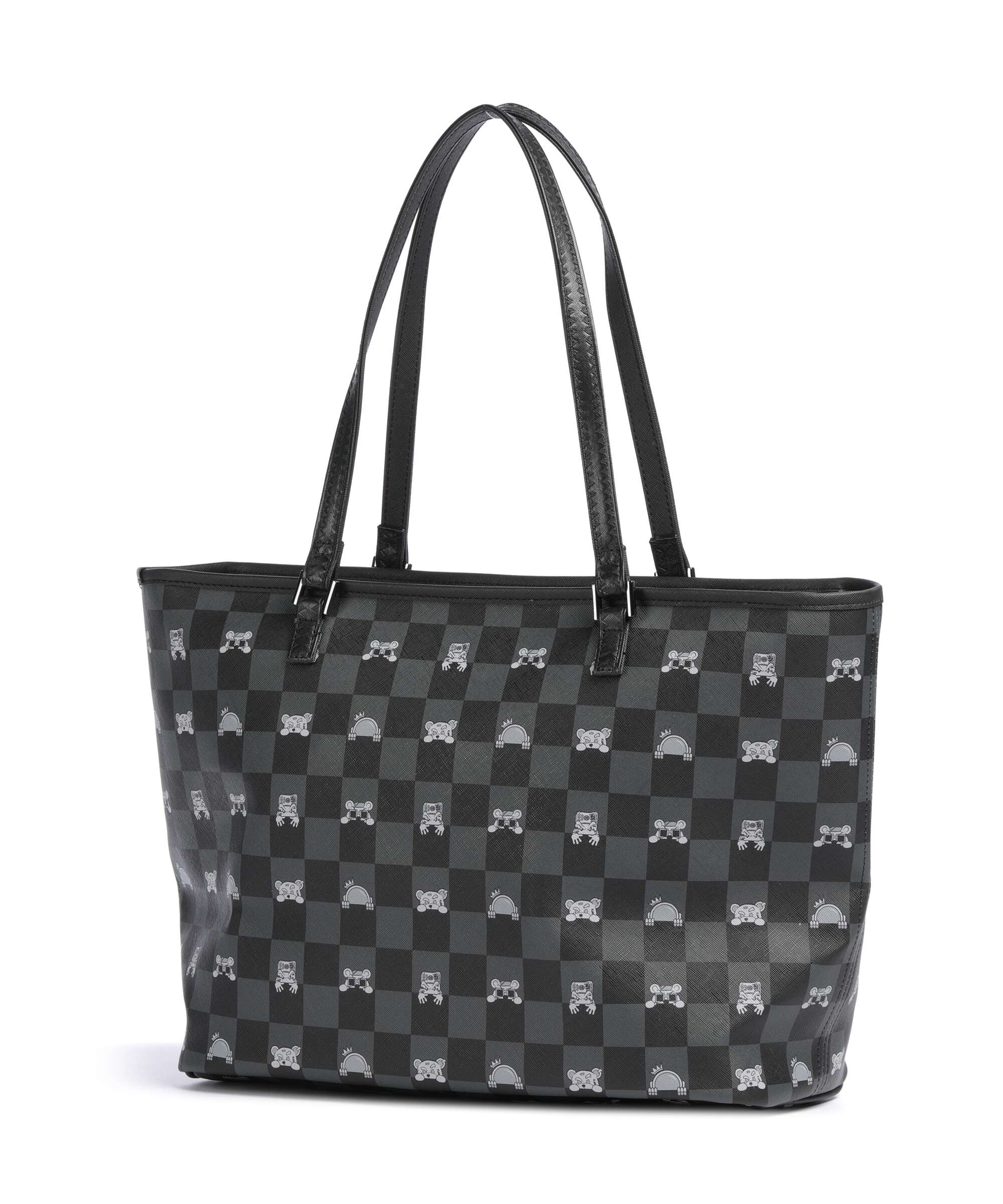 Sprayground Gray Peeking Character Check Tote bag black - Image 2