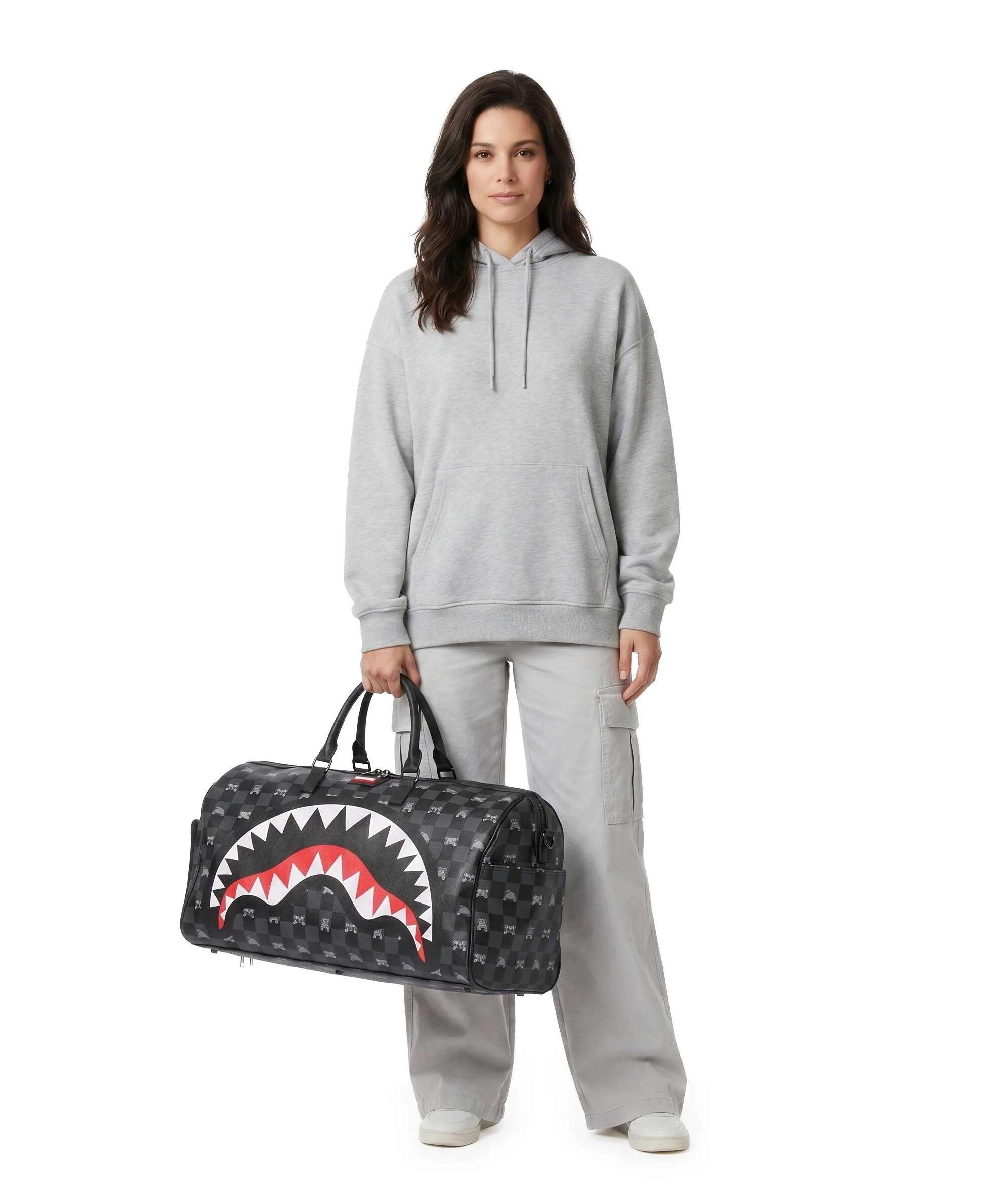 Sprayground Gray Peeking Character Check Weekend bag black - Image 3