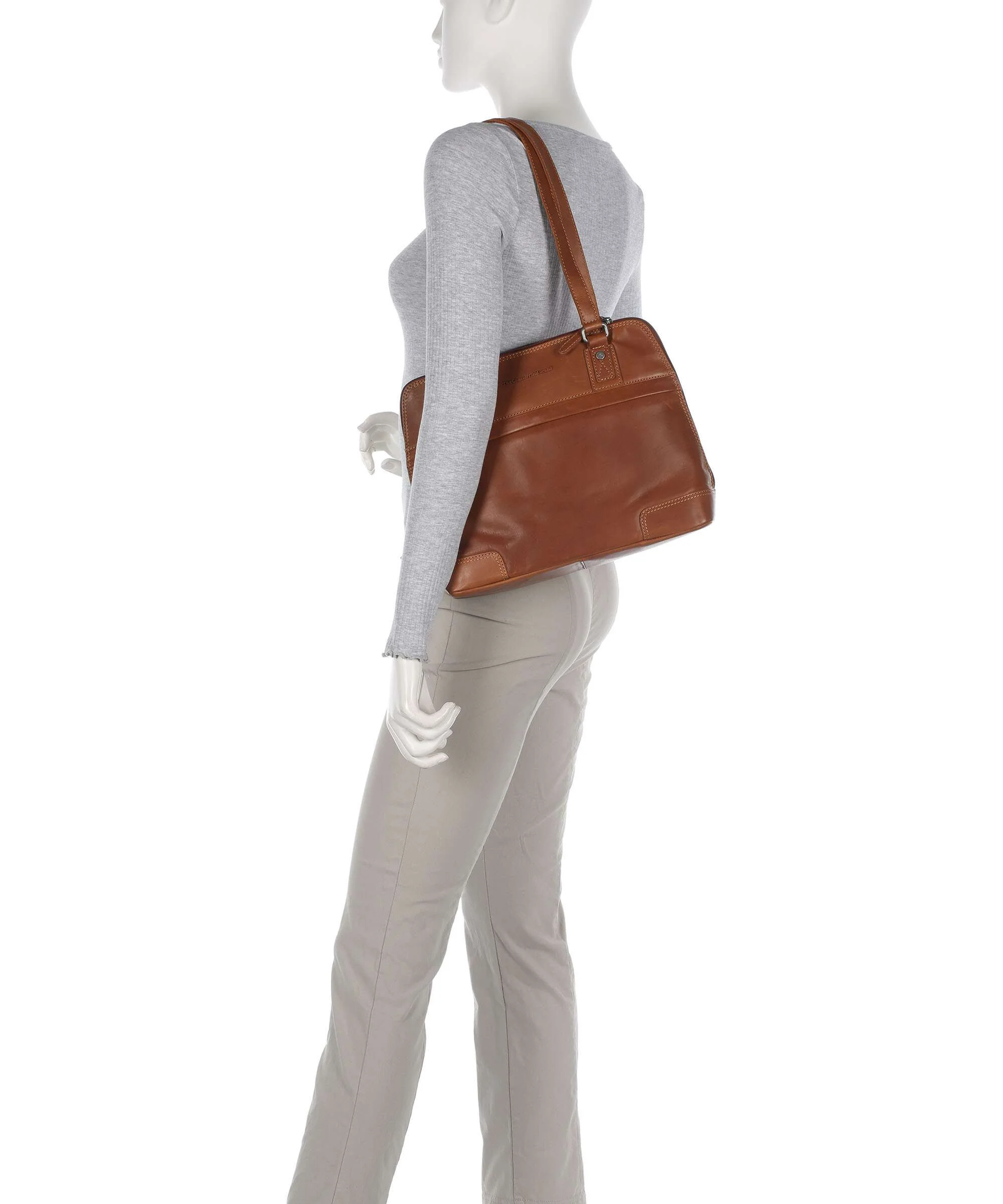 The Chesterfield Brand Cow Wax Pull Up Belgrado Shoulder bag cognac - Image 3
