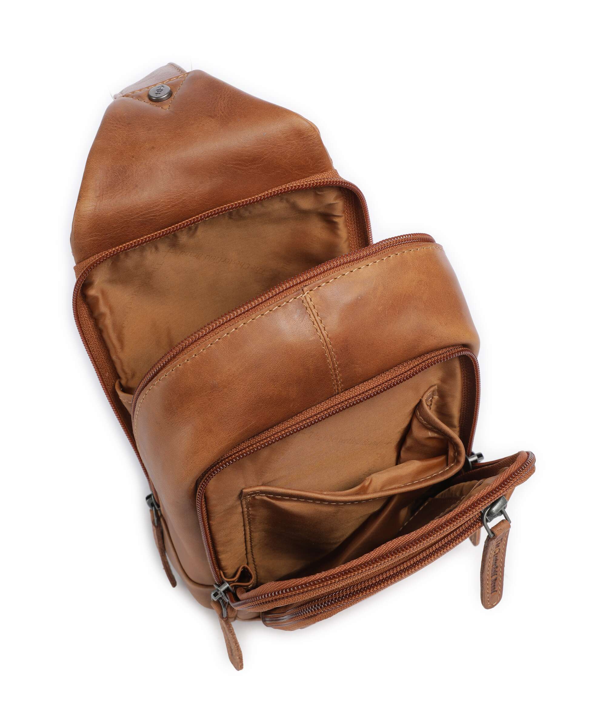 The Chesterfield Brand Cow Wax Pull Up Riga Sling bag cognac - Image 6