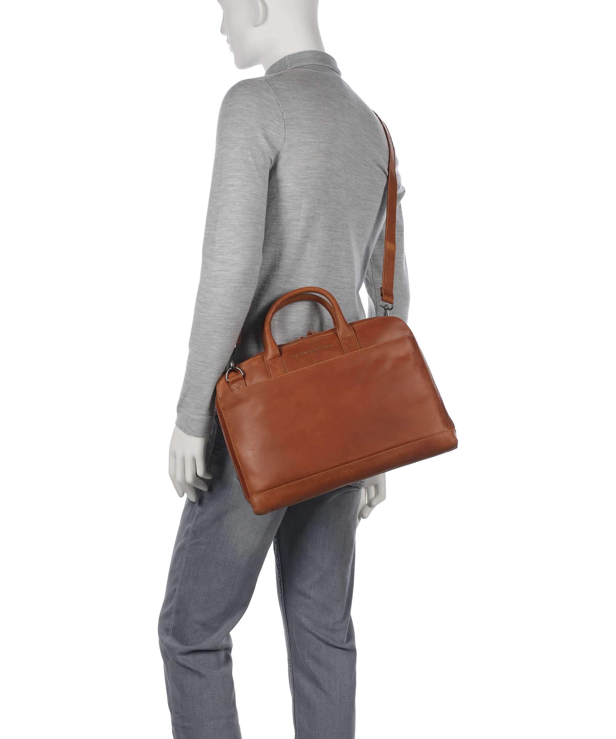 The Chesterfield Brand Cow Wax Pull Up Tilbury Briefcase cognac - Image 3