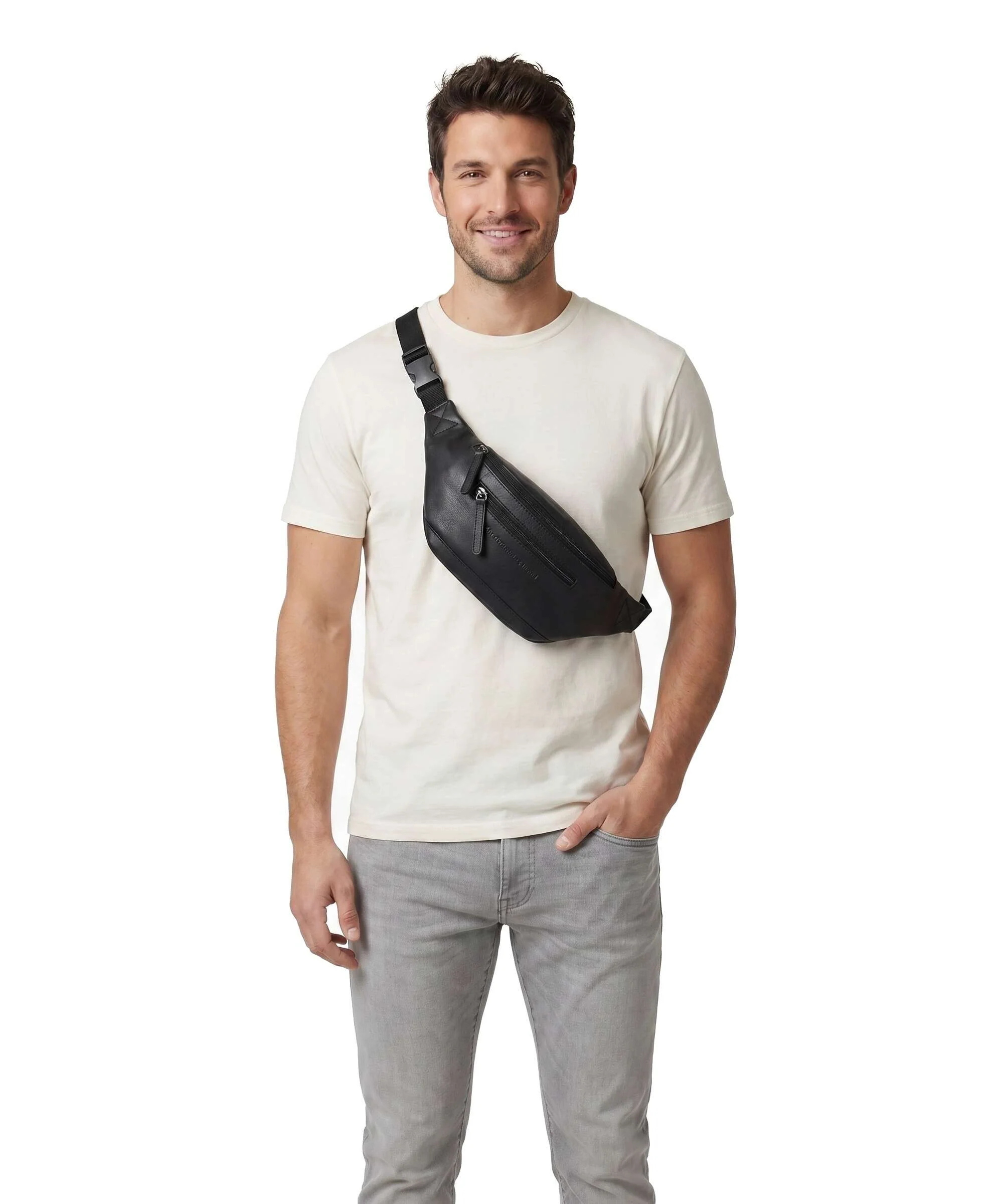 The Chesterfield Brand Wax Pull Up Cow Brana Belt bag black - Image 3