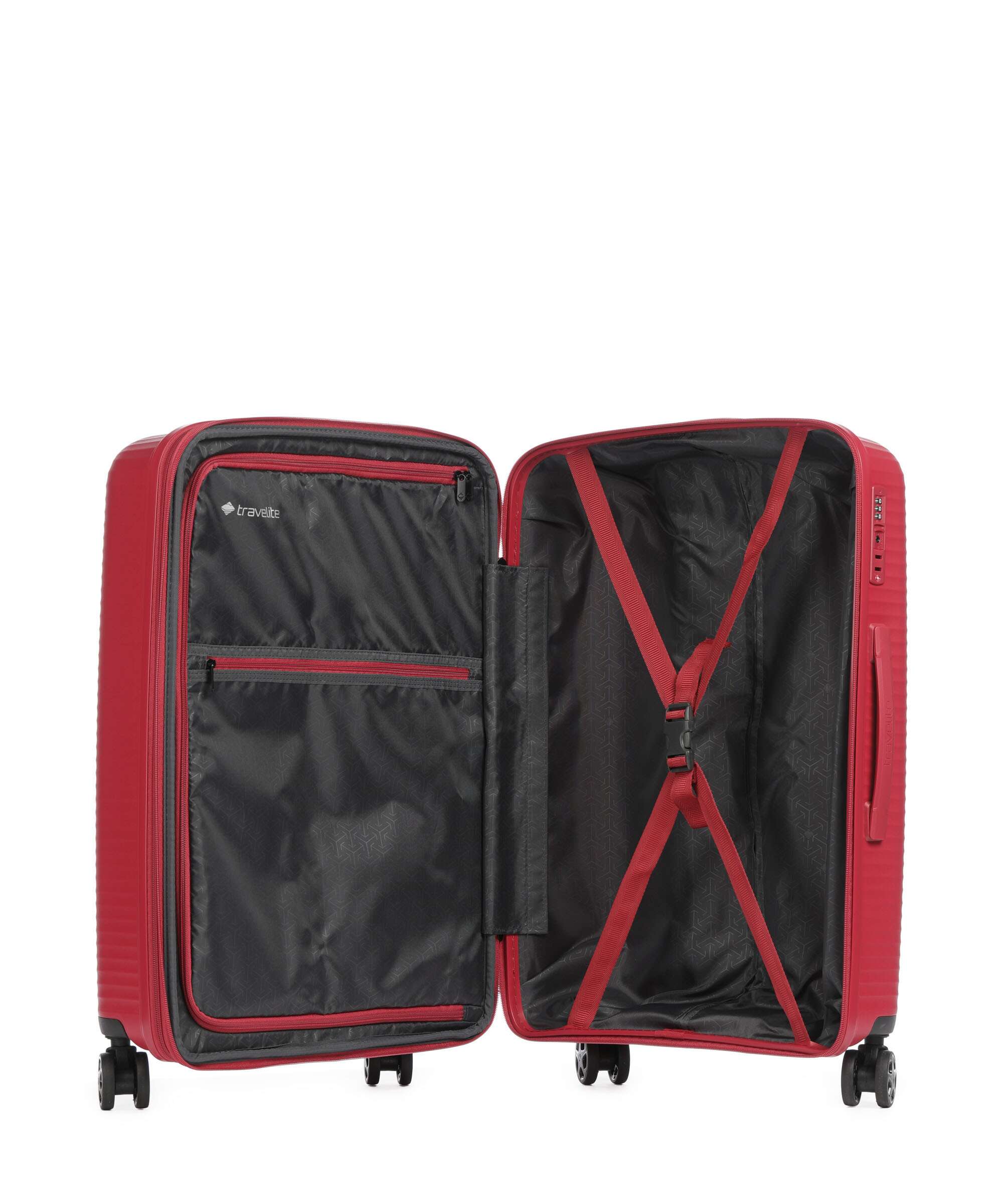 Travelite Air Stripe Slim Suitcase set (4 wheels) red - Image 8