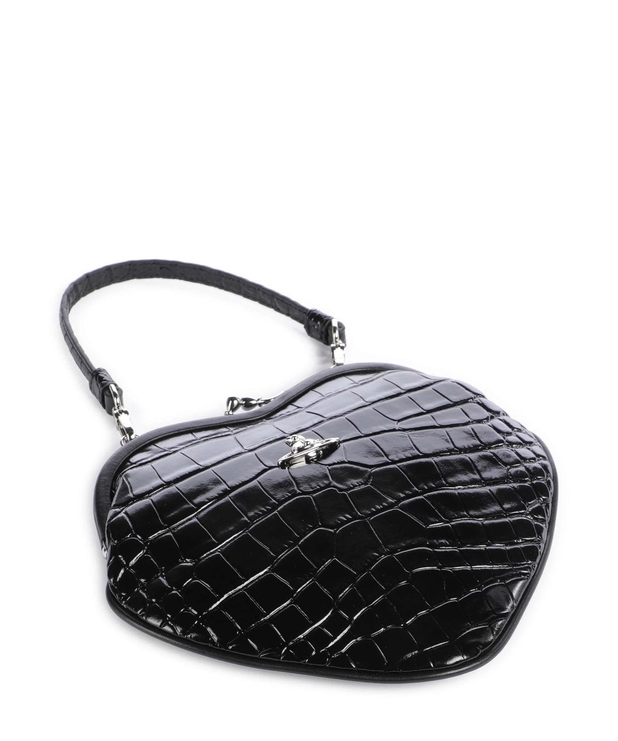 Vivienne Westwood Belle Heart Frame Embossed Croc Crossbody bag black - Image 5