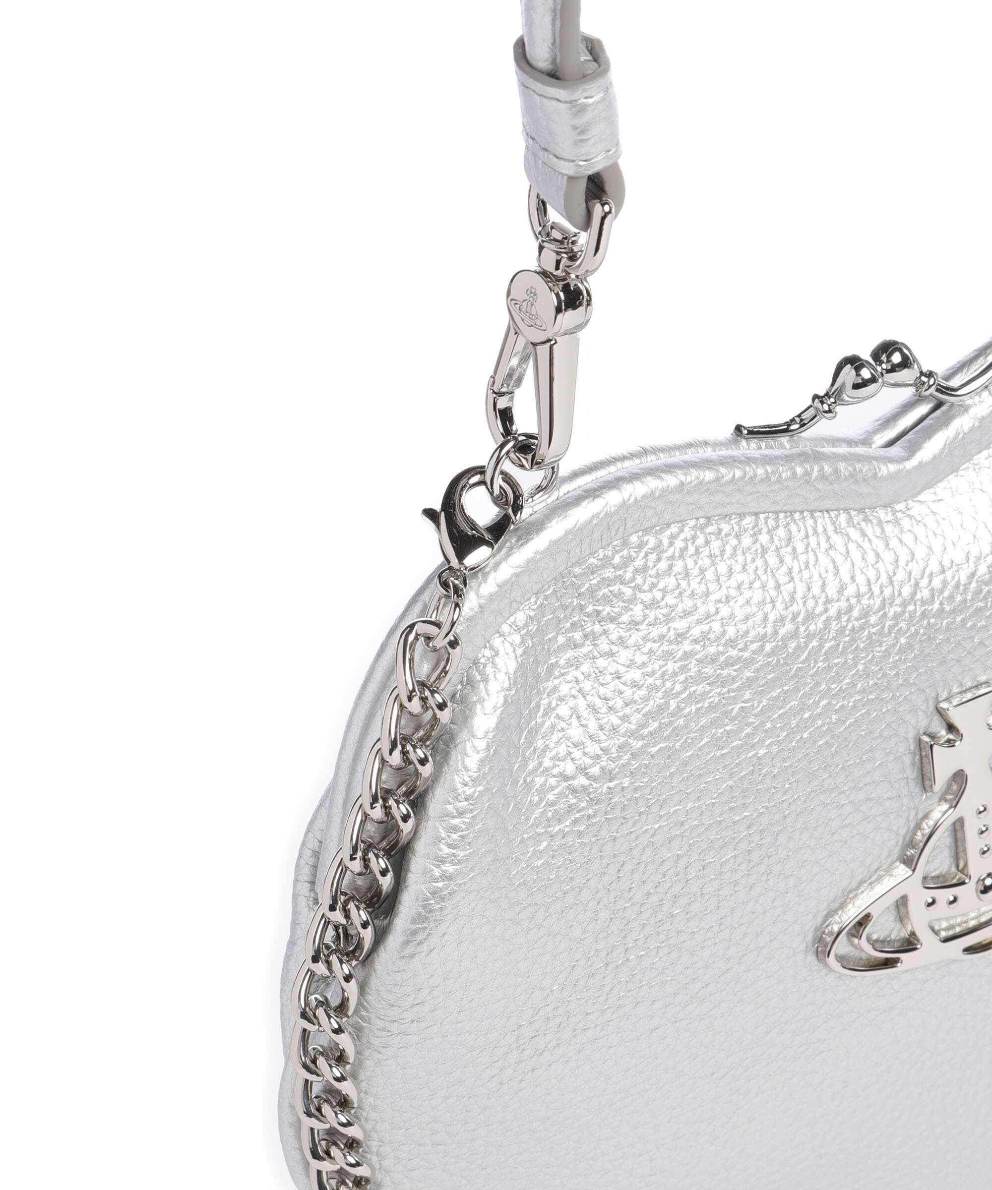Vivienne Westwood Belle Heart Frame Re-Vegan Grain Shoulder bag silver - Image 4