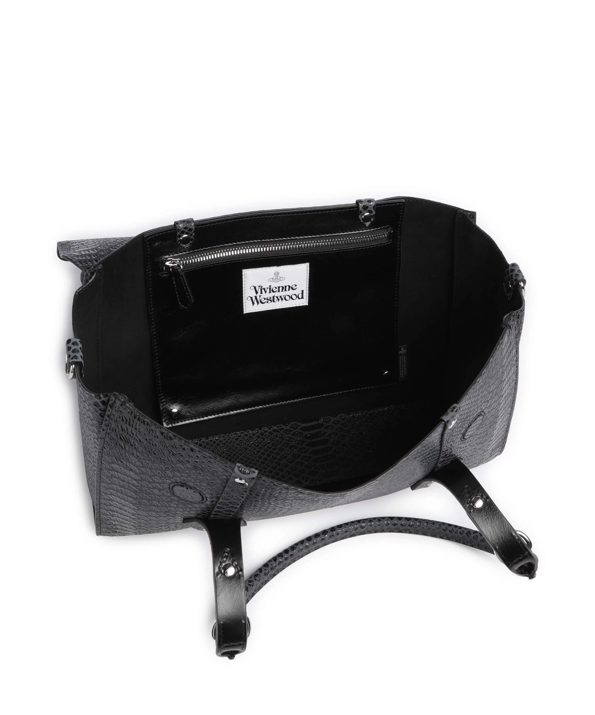 Vivienne Westwood Bettina Snake Effect Medium Handbag dark grey - Image 6