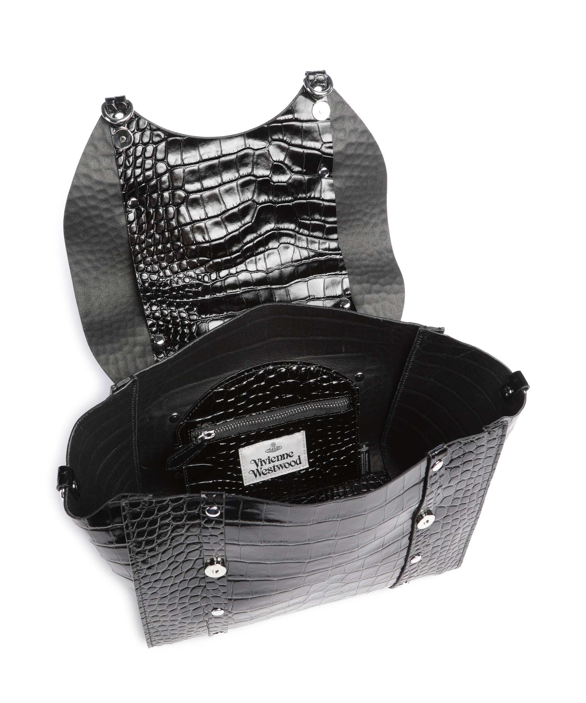 Vivienne Westwood Betty Embossed Croc Medium Handbag black - Image 6