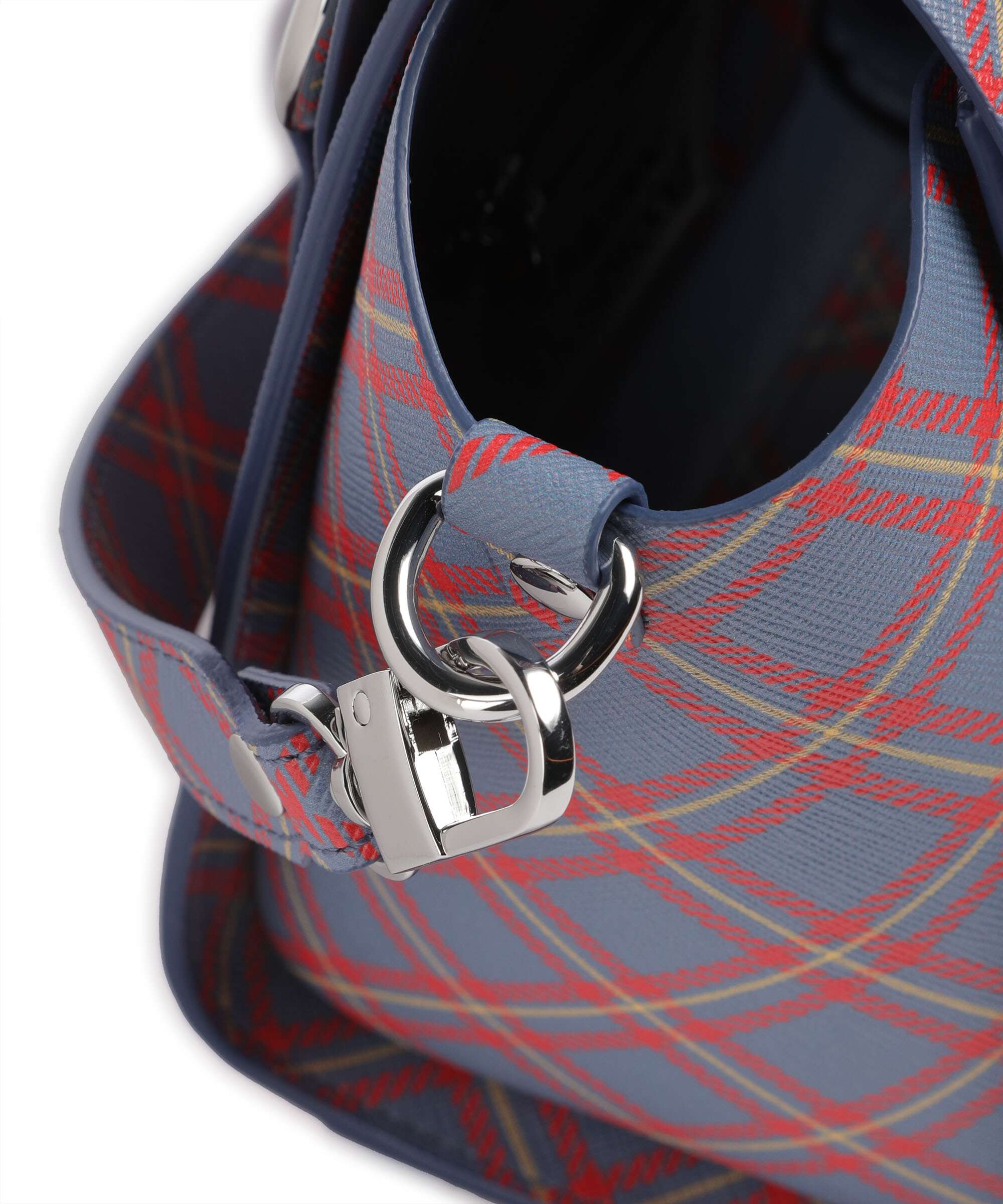 Vivienne Westwood Betty Saffiano Printed Small Handbag blue/orange tartan - Image 4