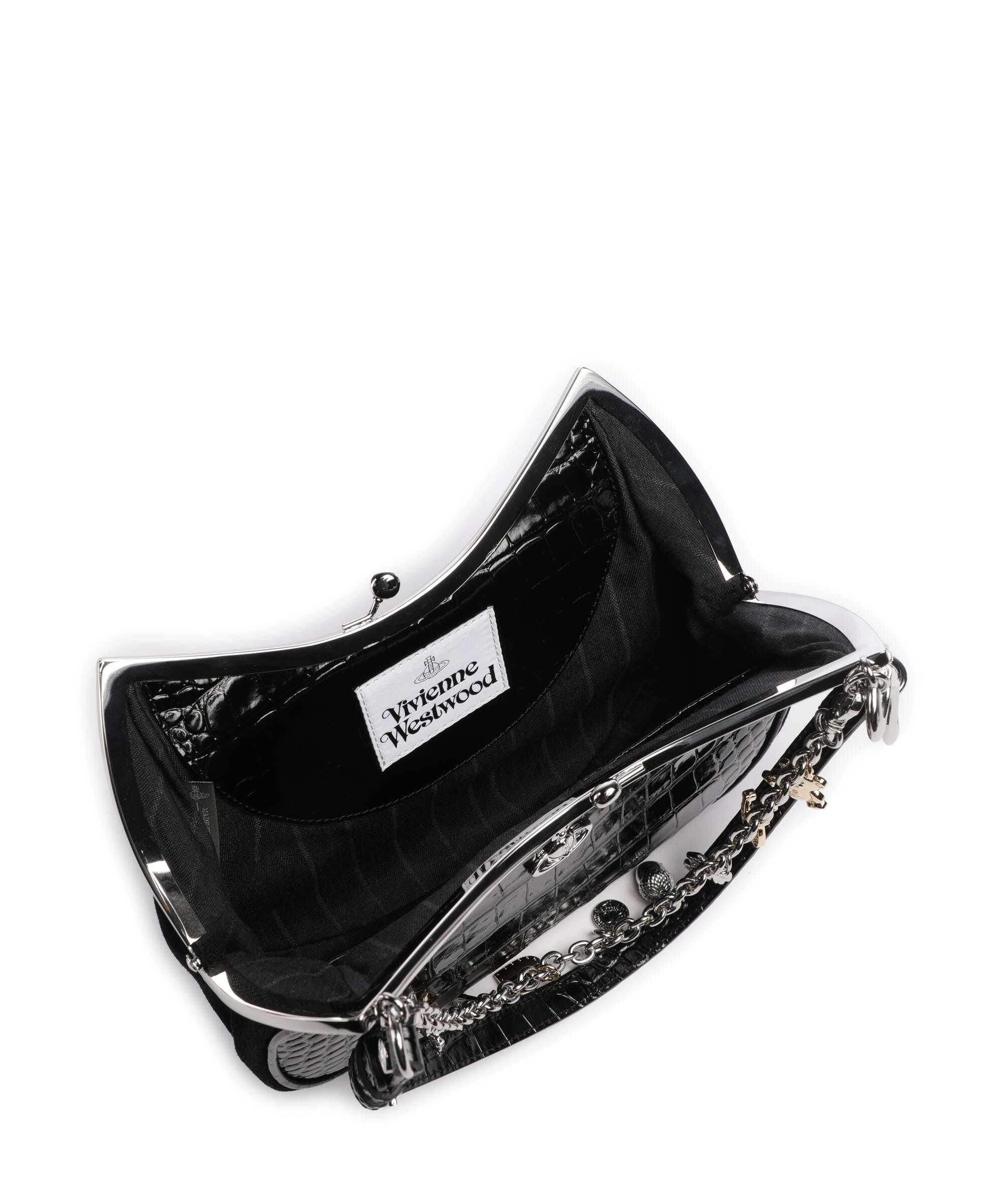Vivienne Westwood Charm Frame Embossed Croc Shoulder bag black charms - Image 6