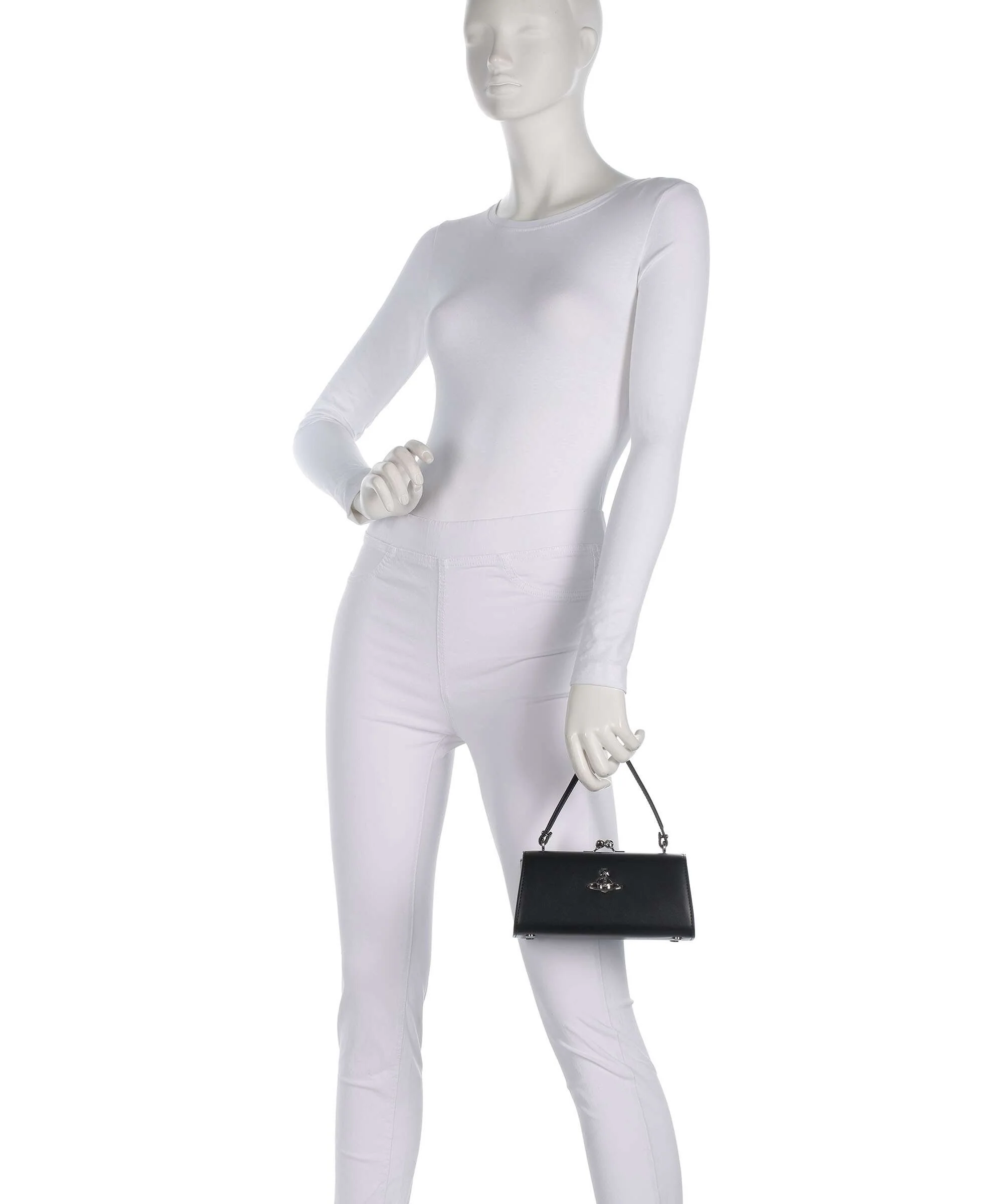 Vivienne Westwood Doll Frame Smooth XL Handbag black - Image 3