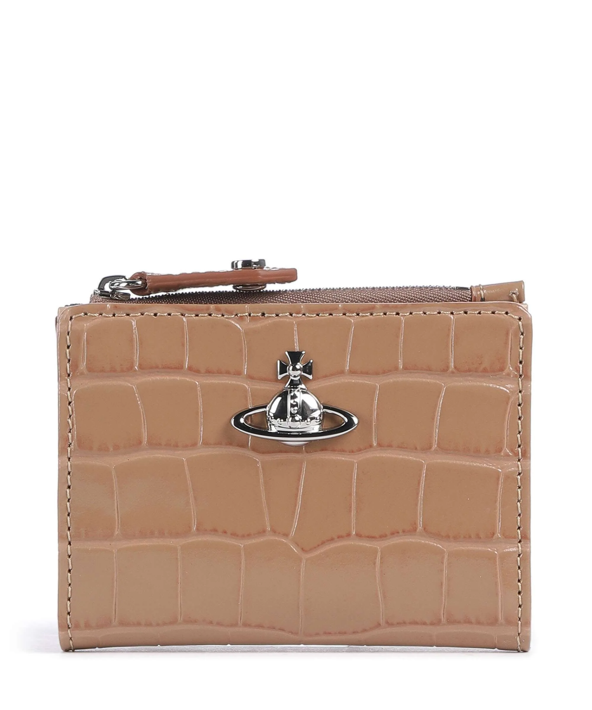 Vivienne Westwood Embossed Croc Slim Wallet dusty pink