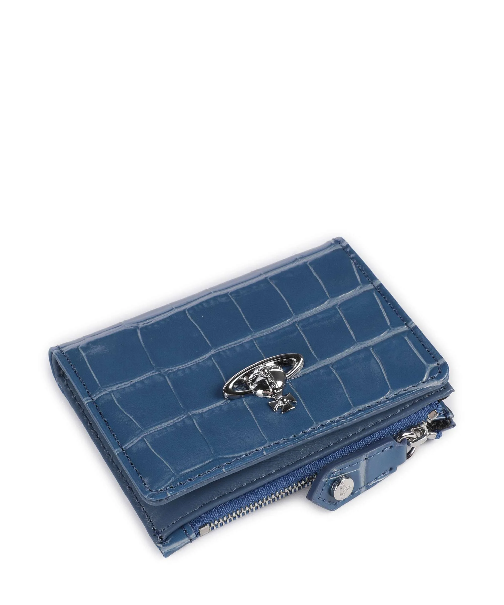 Vivienne Westwood Embossed Croc Slim Wallet blue - Image 4