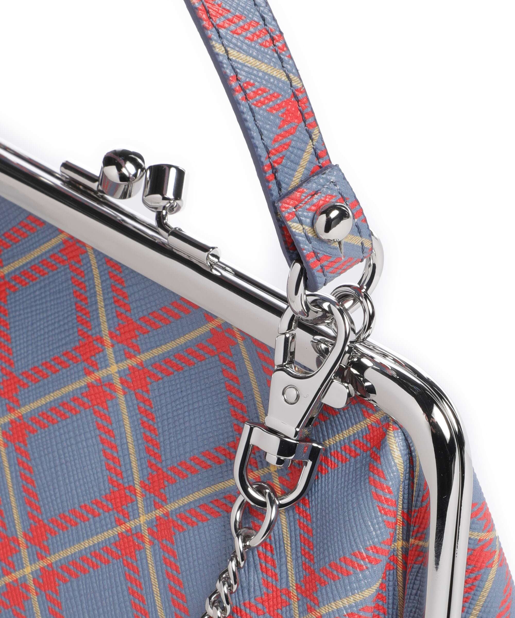 Vivienne Westwood Granny Frame Saffiano Printed Handbag blue/orange tartan - Image 4