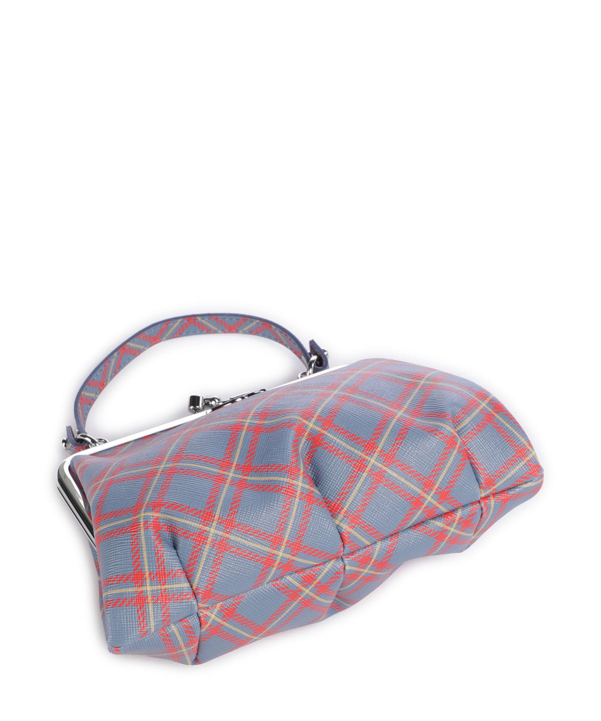 Vivienne Westwood Granny Frame Saffiano Printed Handbag blue/orange tartan - Image 5