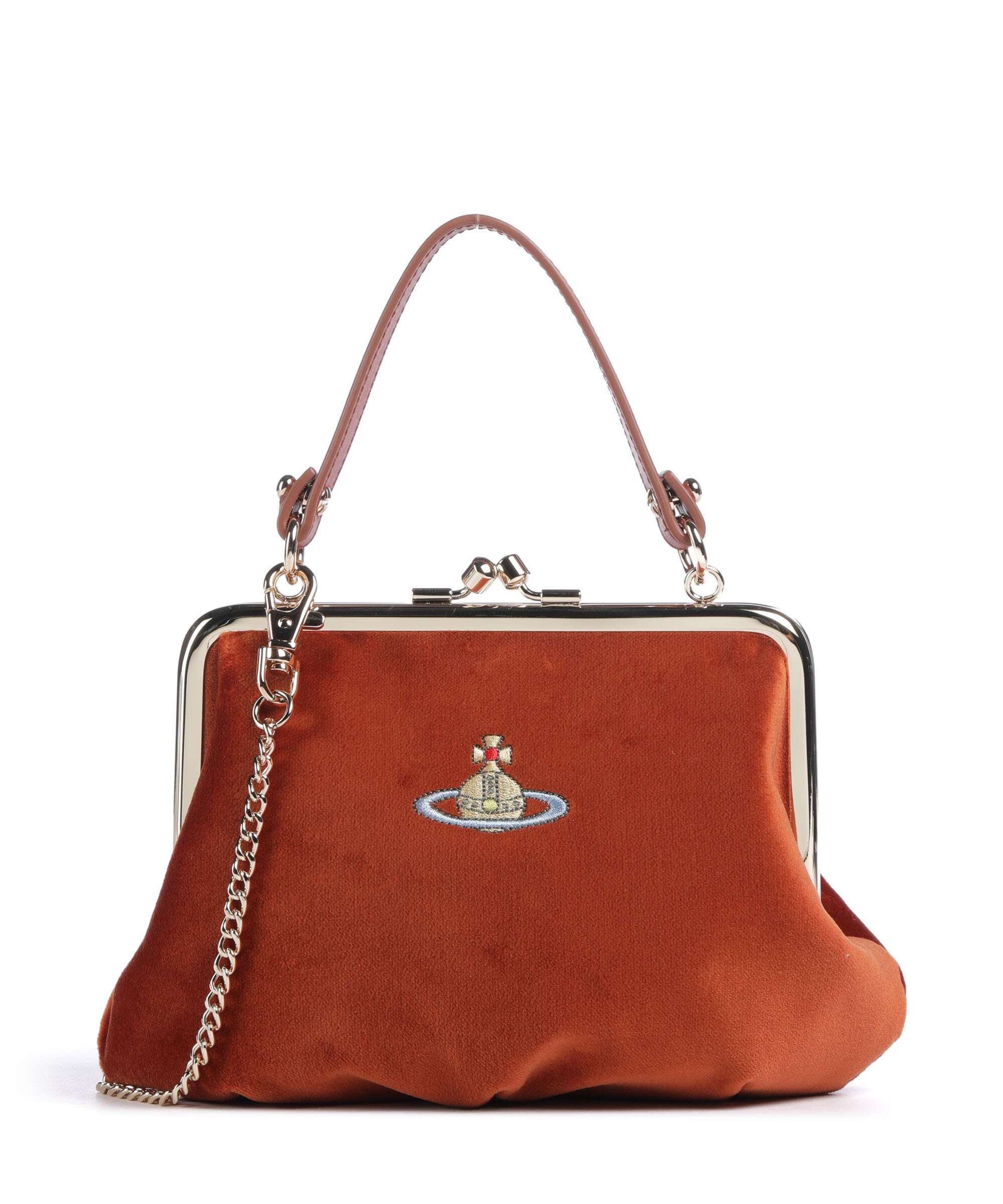 Vivienne Westwood Granny Frame Velvet Crossbody bag burnt orange