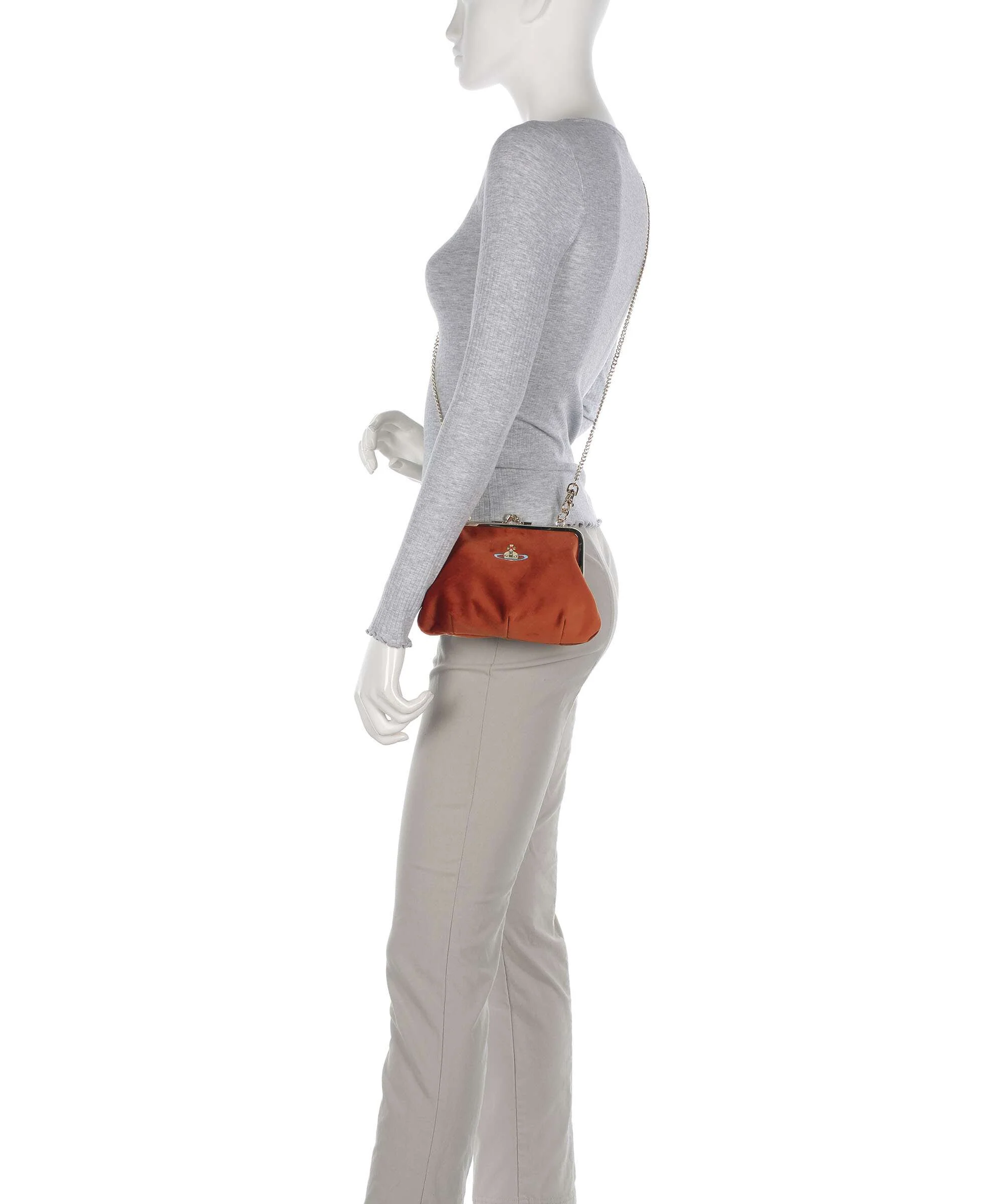 Vivienne Westwood Granny Frame Velvet Crossbody bag burnt orange - Image 3