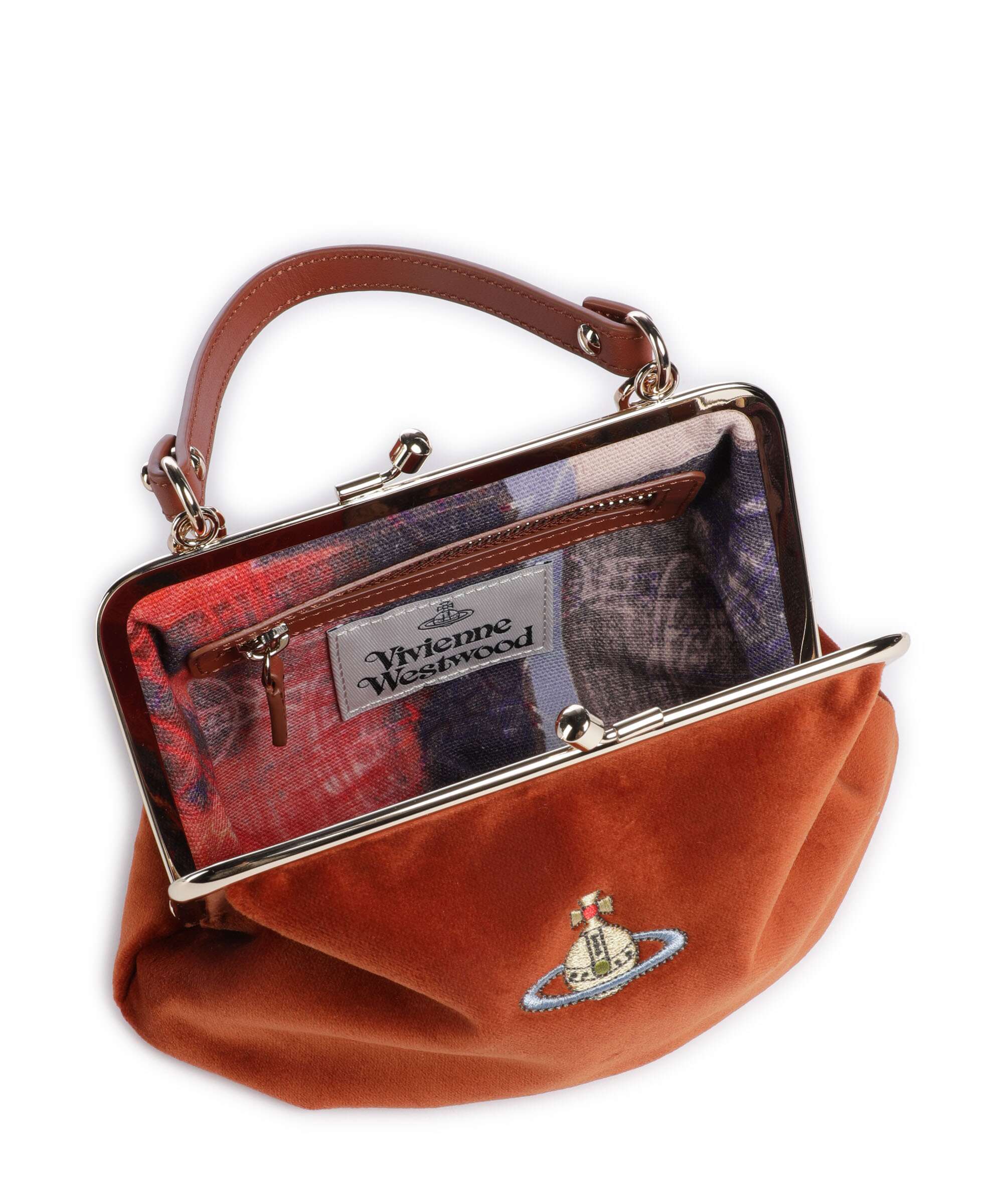 Vivienne Westwood Granny Frame Velvet Crossbody bag burnt orange - Image 6