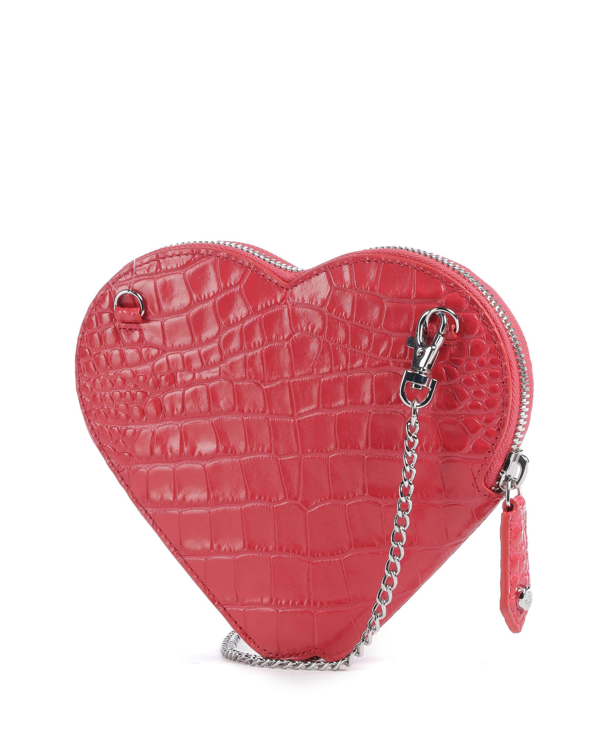 Vivienne Westwood Heart Embossed Croc Crossbody bag coral - Image 2