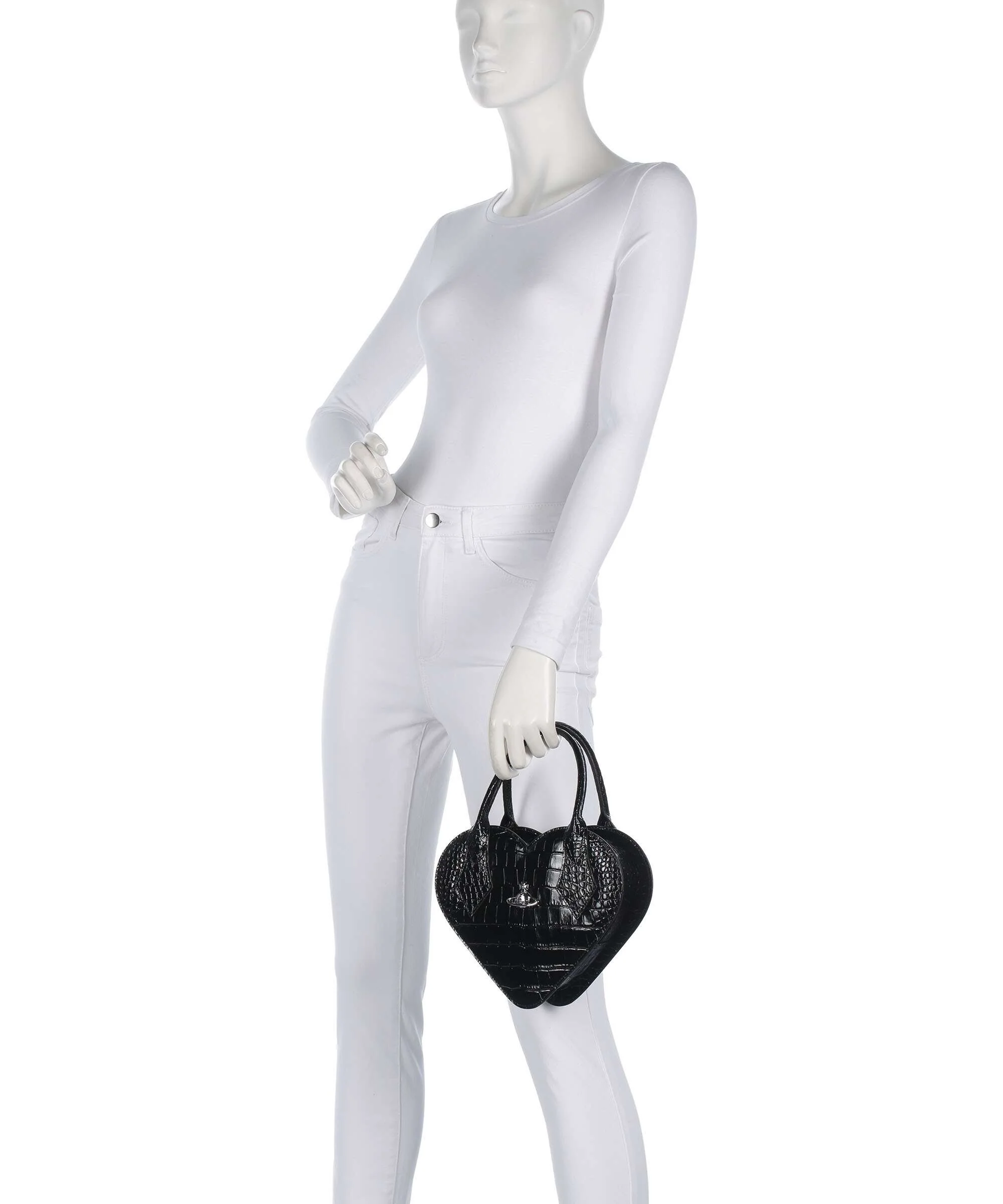 Vivienne Westwood Josephine Heart Embossed Croc Handbag black - Image 4