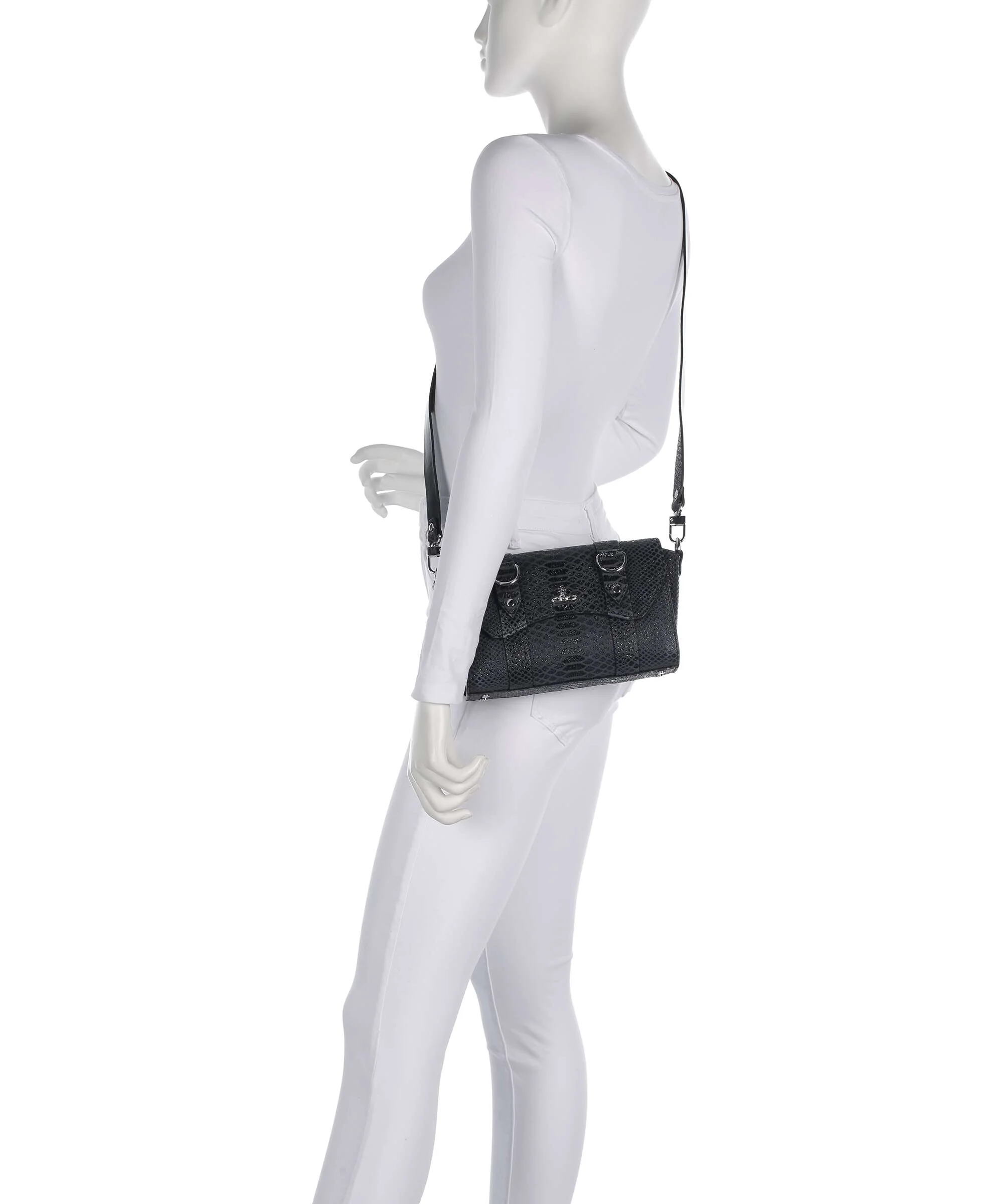 Vivienne Westwood Kimmy Snake Effect Crossbody bag dark grey - Image 3