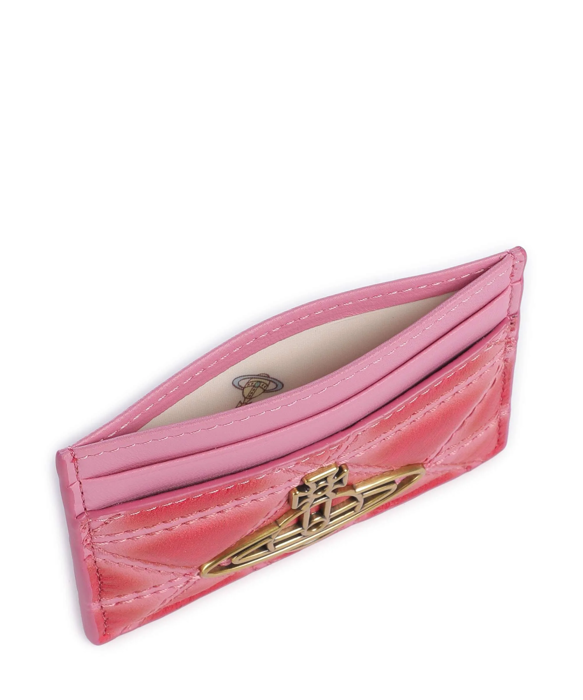 Vivienne Westwood Quilted Nappa Print Credit card holder pink/red - Image 4
