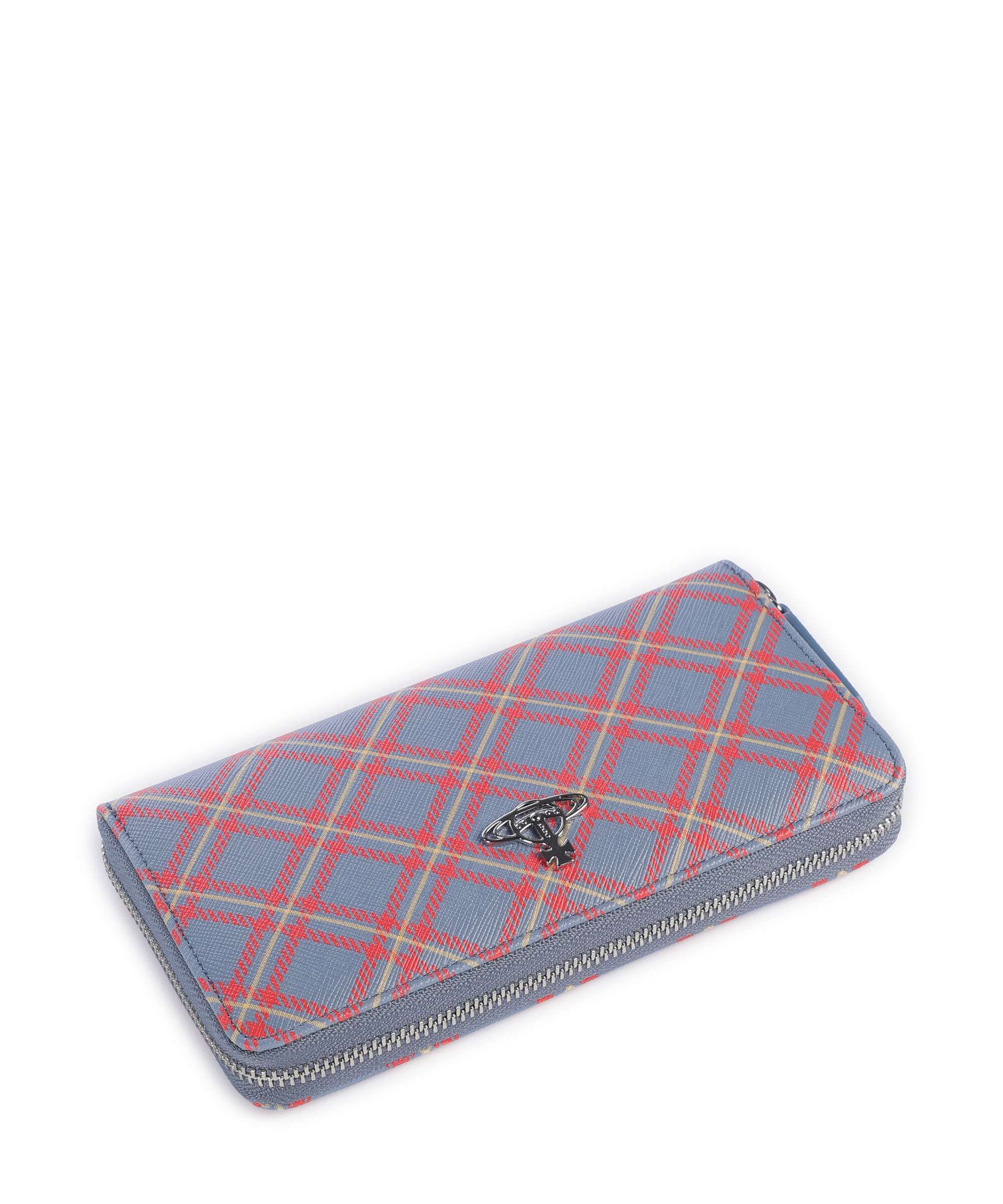 Vivienne Westwood Saffiano Printed Classic Wallet blue/orange tartan - Image 4